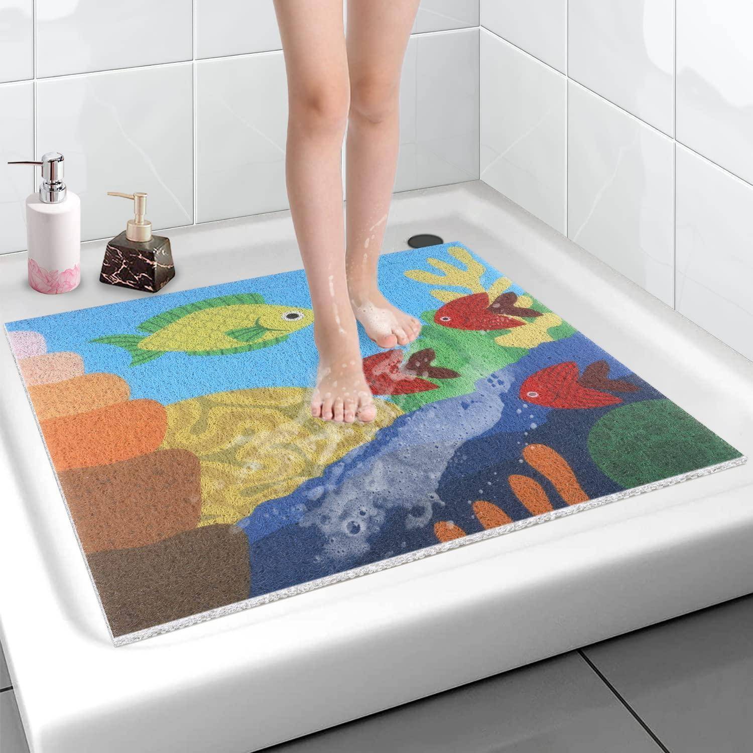 Duschmatte rutschfest 60x60cm PVC mit Ablauflöchern Meereswelt