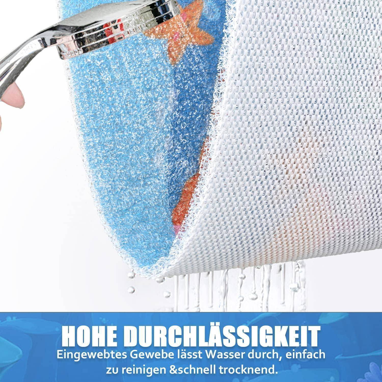 Duschmatte rutschfest 60x60cm PVC mit Ablauflöchern Meereswelt
