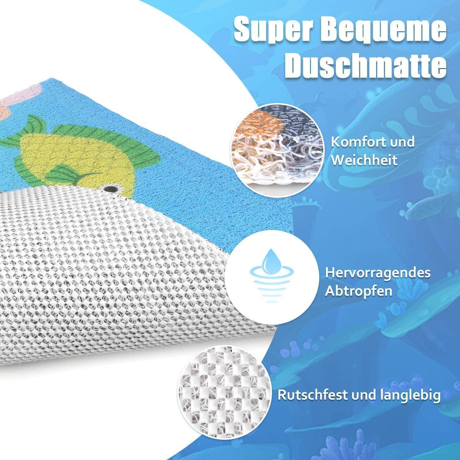 Duschmatte rutschfest 60x60cm PVC mit Ablauflöchern Meereswelt