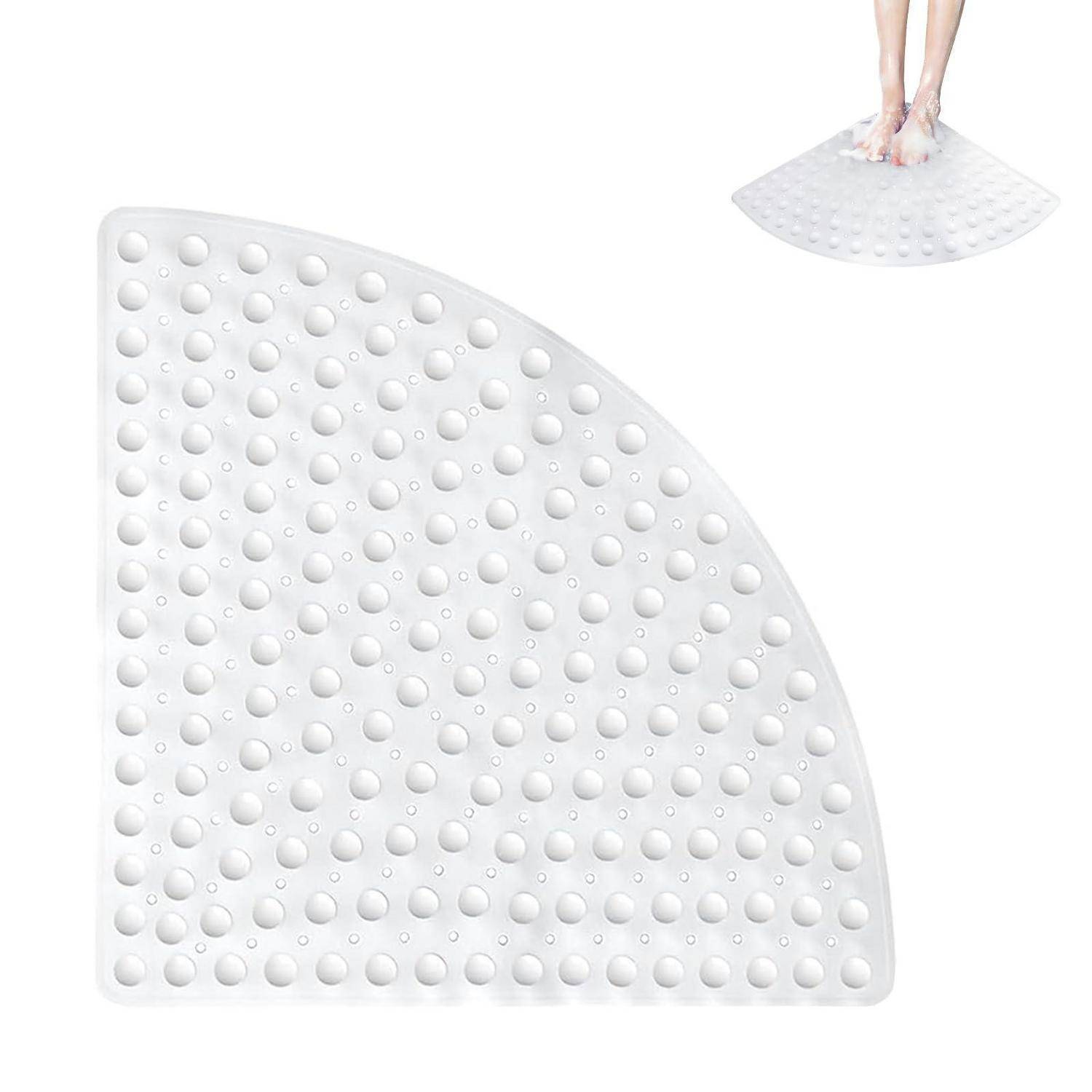 Eckduschmatte 70x70cm Weiß rutschfest mit Saugnäpfen und Ablauflöchern