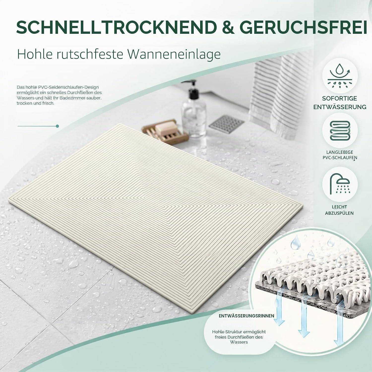 Duschmatte PVC-Luffa 60x90cm rutschfest mit Saugnäpfen