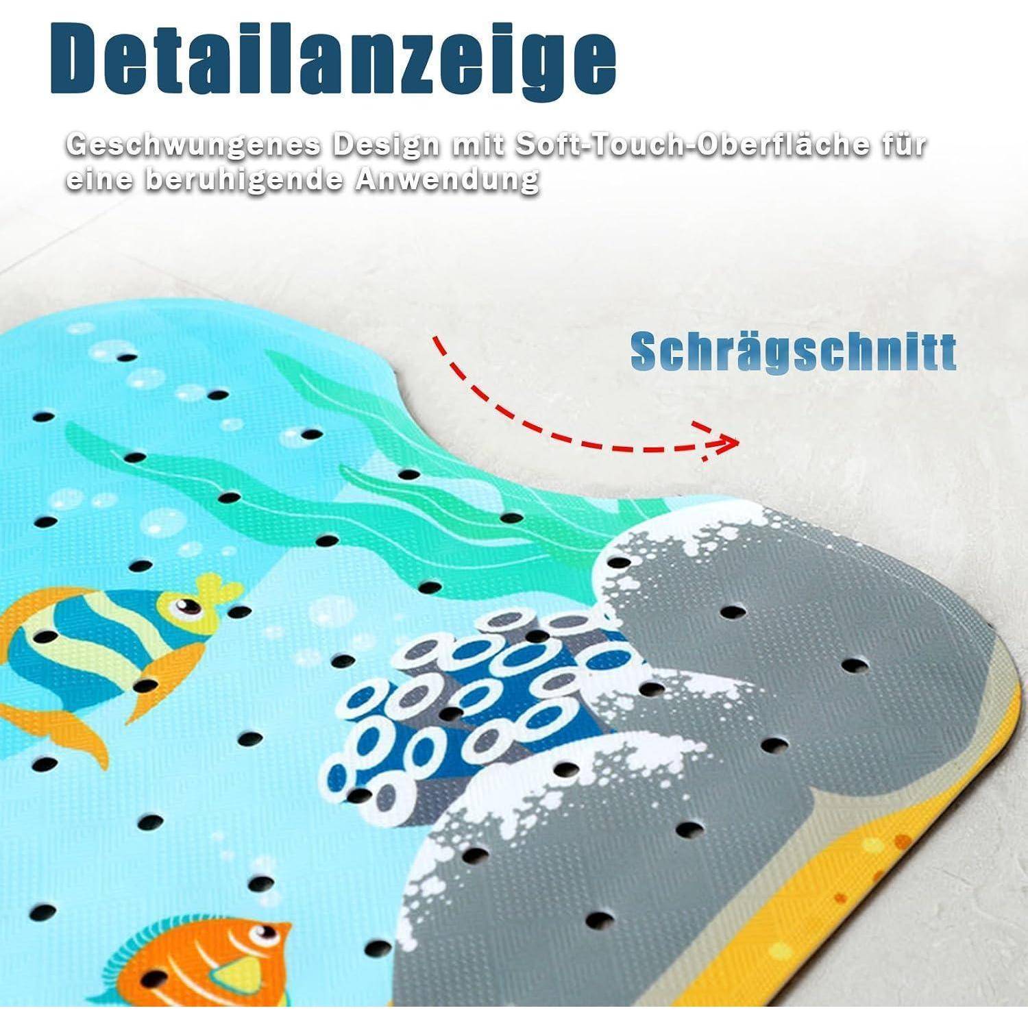 Duschmatte rutschfest 40x100cm mit Saugnäpfen Delfin Motiv