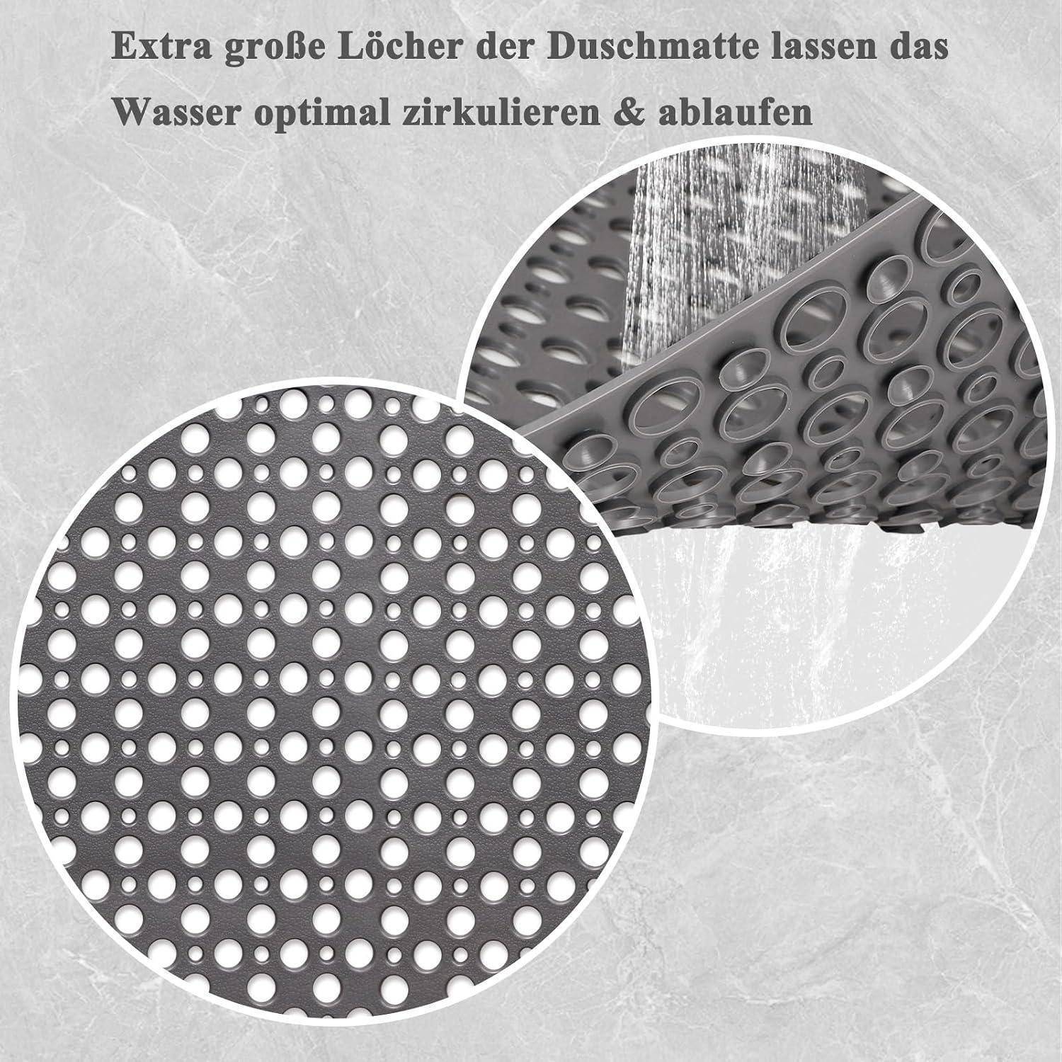 Duschmatte rutschfest 70x70cm TPE mit Saugnäpfen Grau