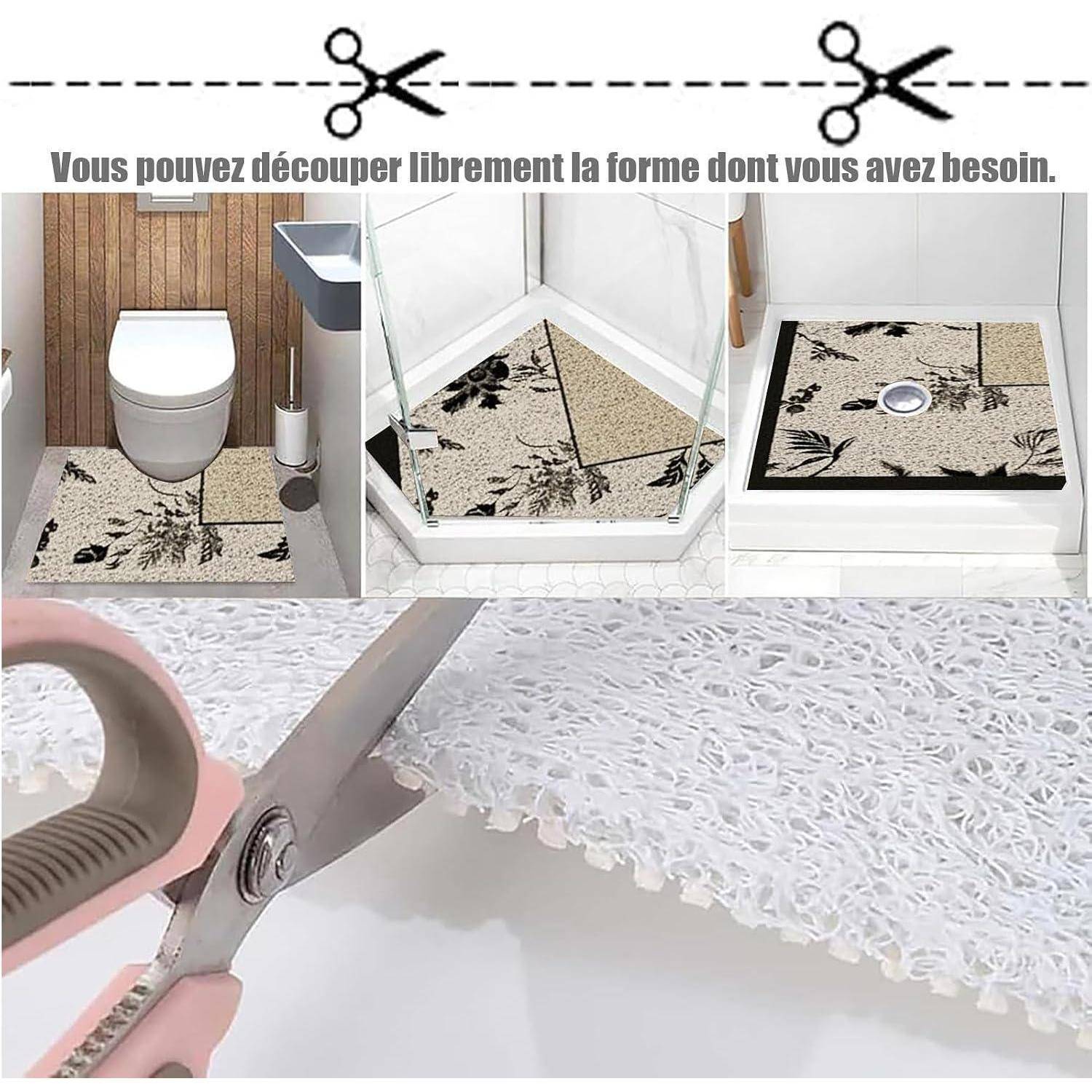 Duschmatte 90x120 cm rutschfest zuschneidbar PVC mit Ablaufloch