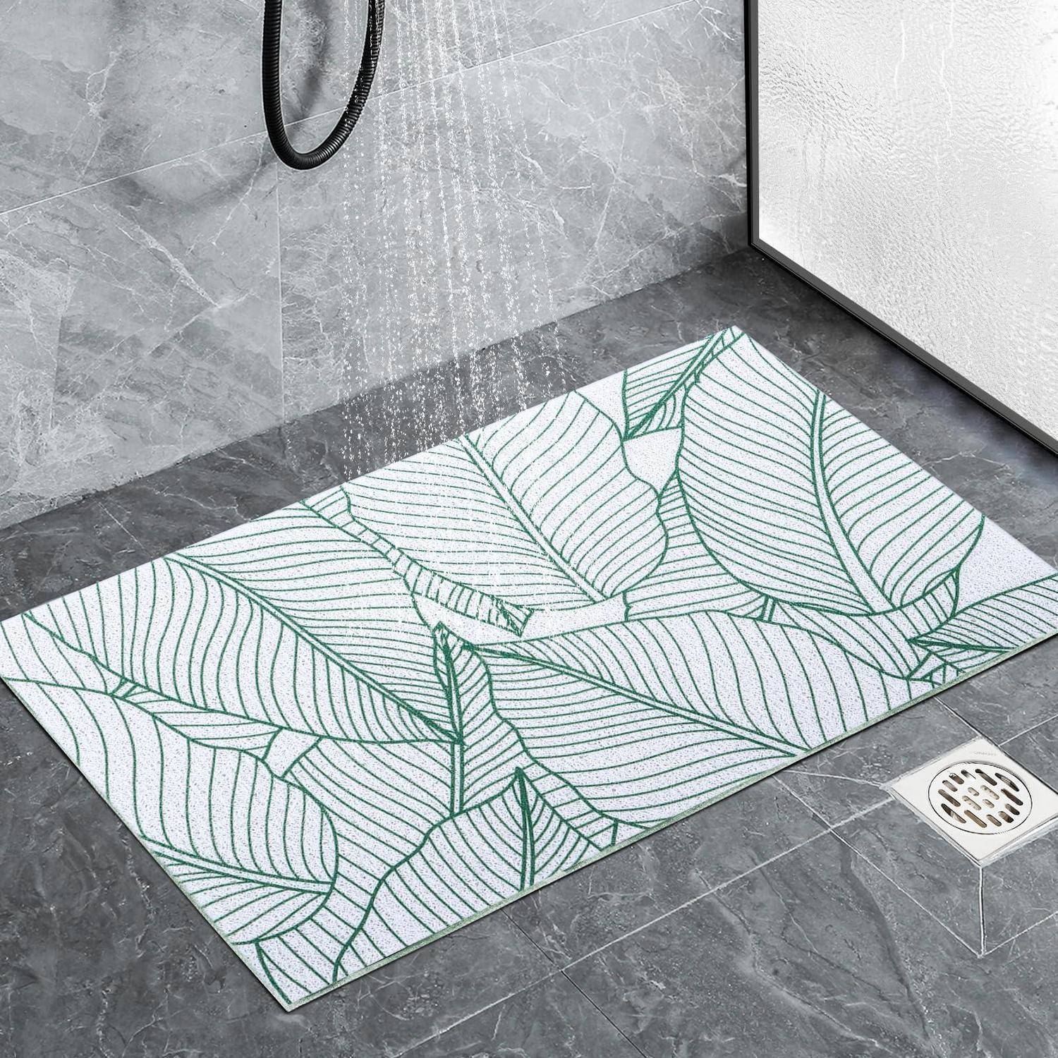 Duschmatte rutschfest Luffa-Optik Anti-Schimmel Weiß 80x50cm