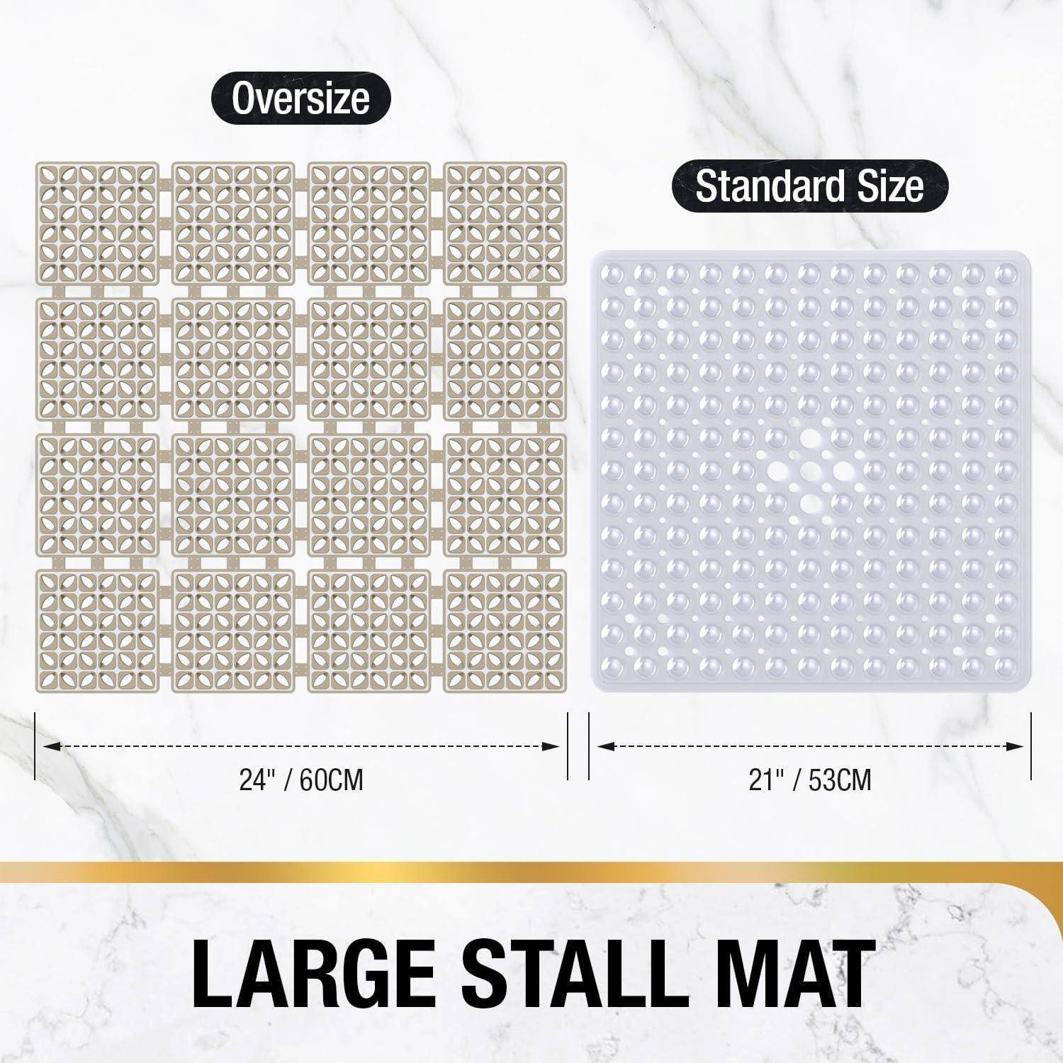 HITSLAM Duschmatte 60x60cm TPE rutschfest zuschneidbar Khaki