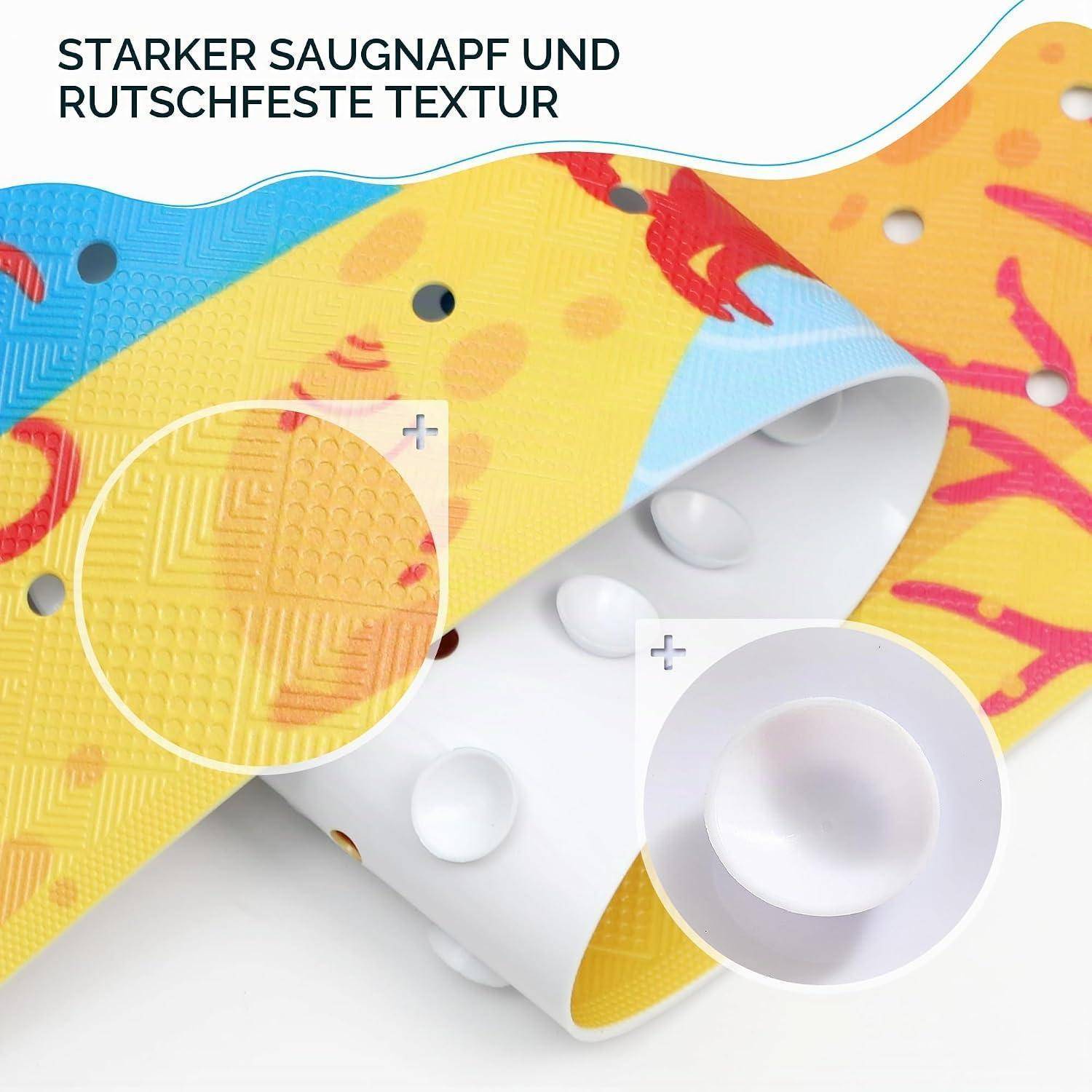 Badewannenmatte rutschfest 100x40cm PVC BPA-frei mit Saugnäpfen Delfin
