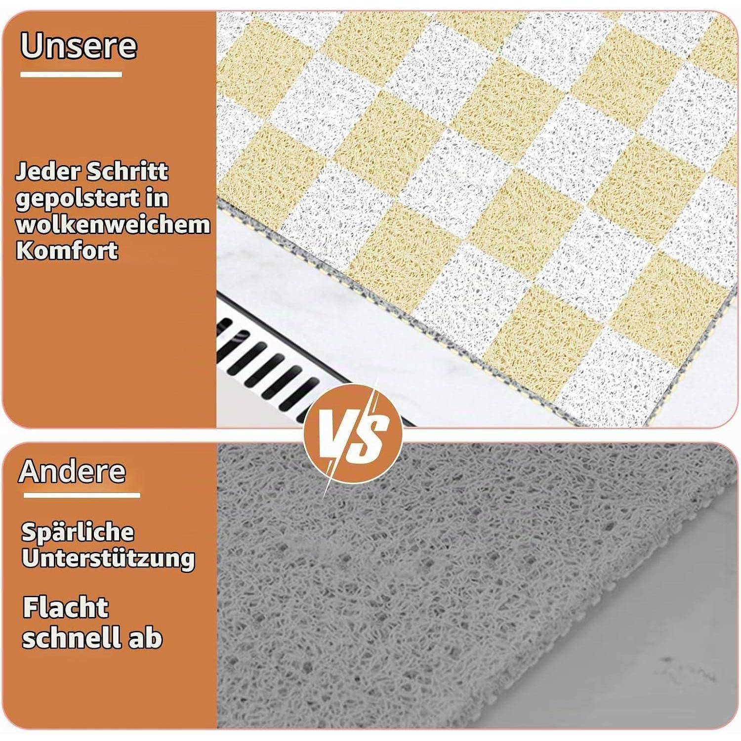 Duschmatte PVC Luffa 60x60 cm rutschfest schimmelresistent beige kariert