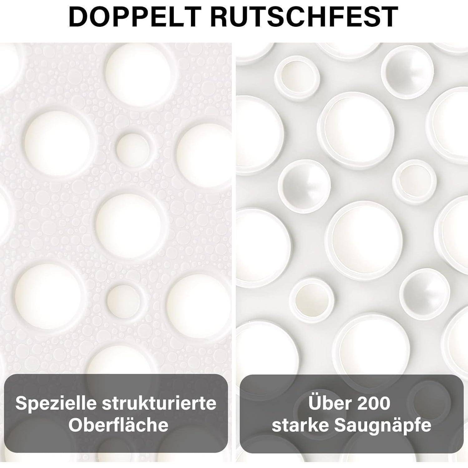 Duschmatte TPE 70x70cm Weiß rutschfest mit Saugnäpfen