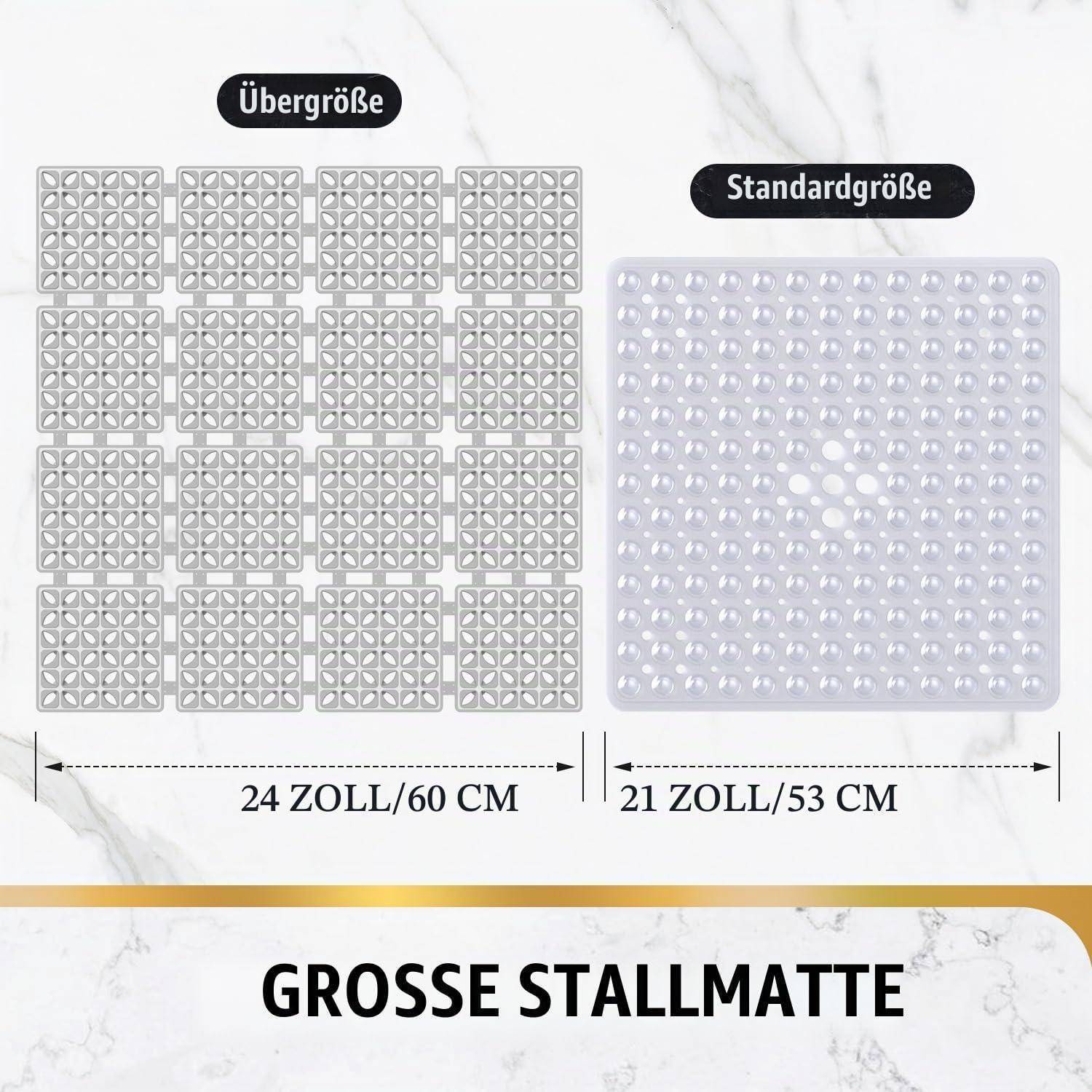 Vergleich von zwei Stallmatten mit den Bezeichnungen „Übergroße
