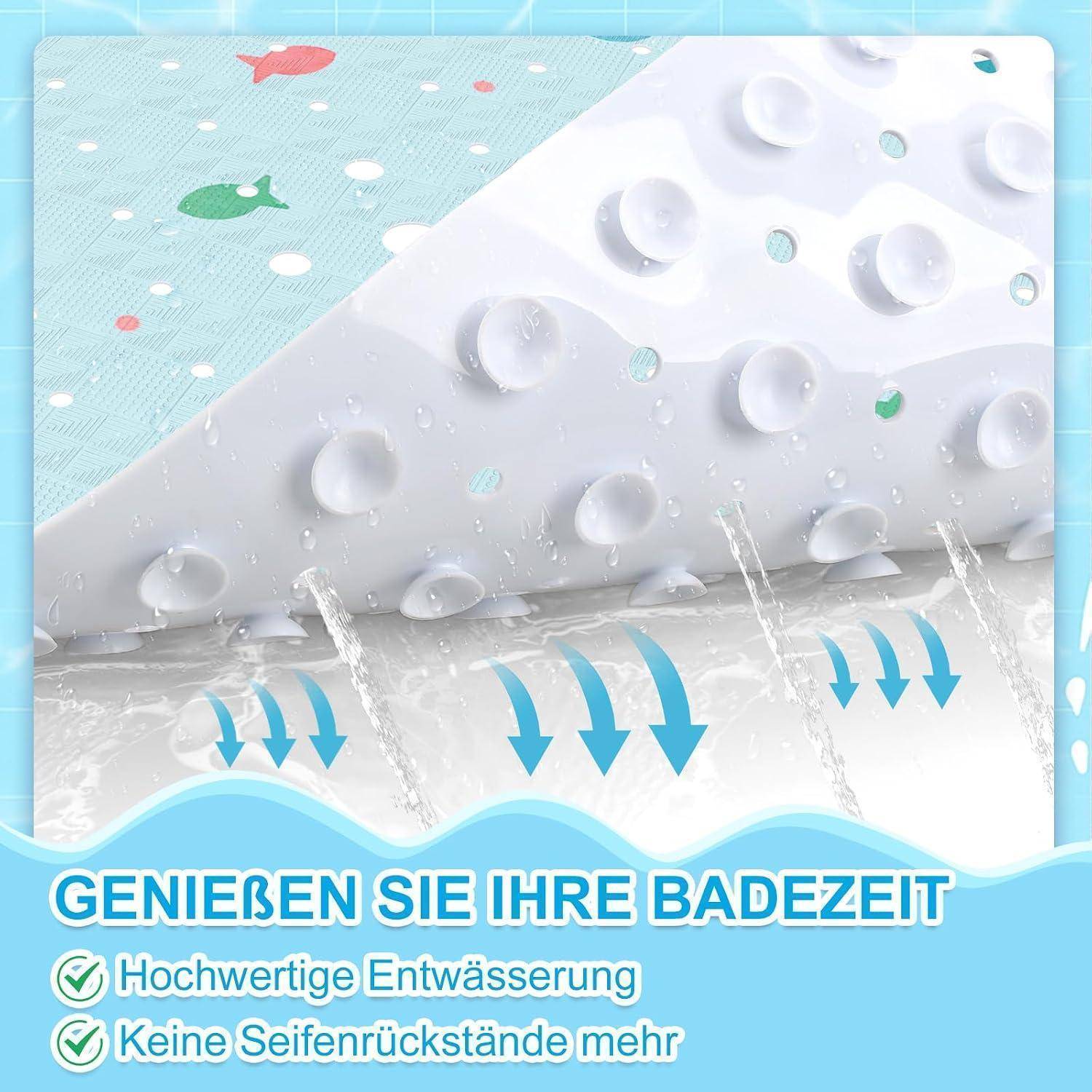Duschmatte rutschfest 53x53cm antibakteriell schimmelresistent maschinenwaschbar Bunte Fische