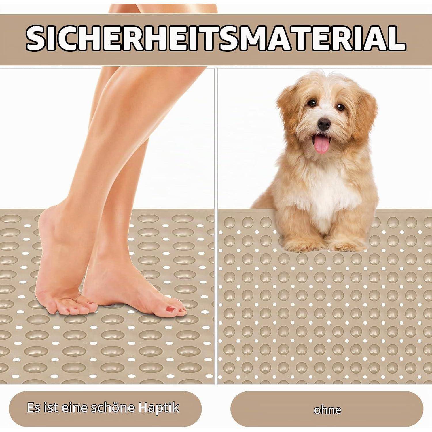 Duschmatte rutschfest 60x90cm TPE mit Saugnäpfen Khaki