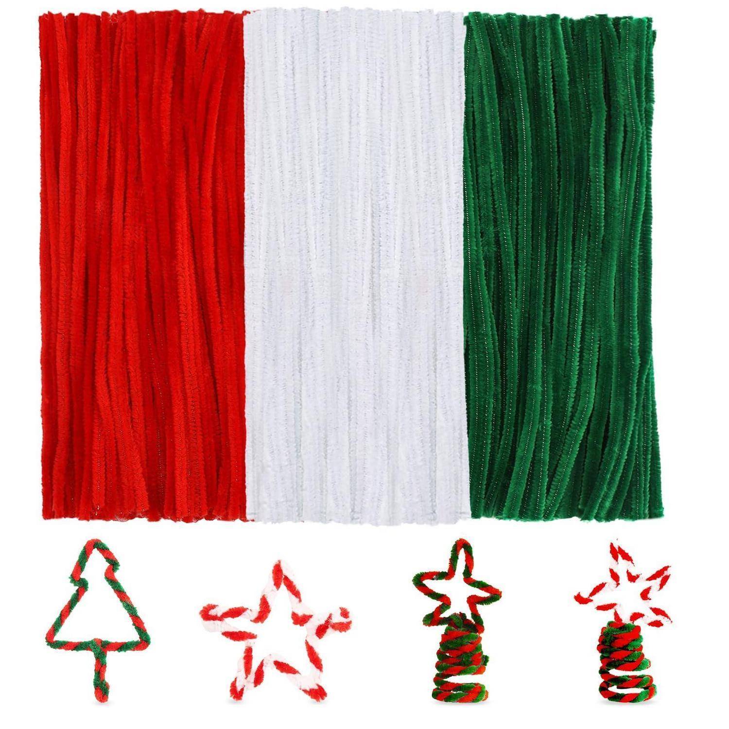 Rotes, weißes und grünes gestreiftes Texturfenster über vier kleinen Zuckerstangen-Stil Feiertagssymbolen, darunter ein Baum und Sterne.