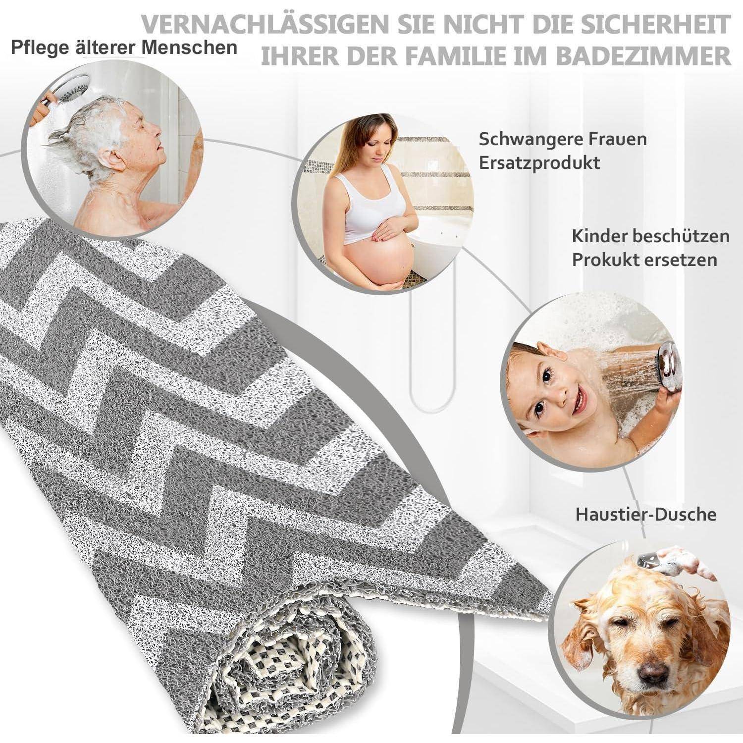 Duschmatte rutschfest 80x80 cm Grau PVC Massage Drainage Schnelltrocknend