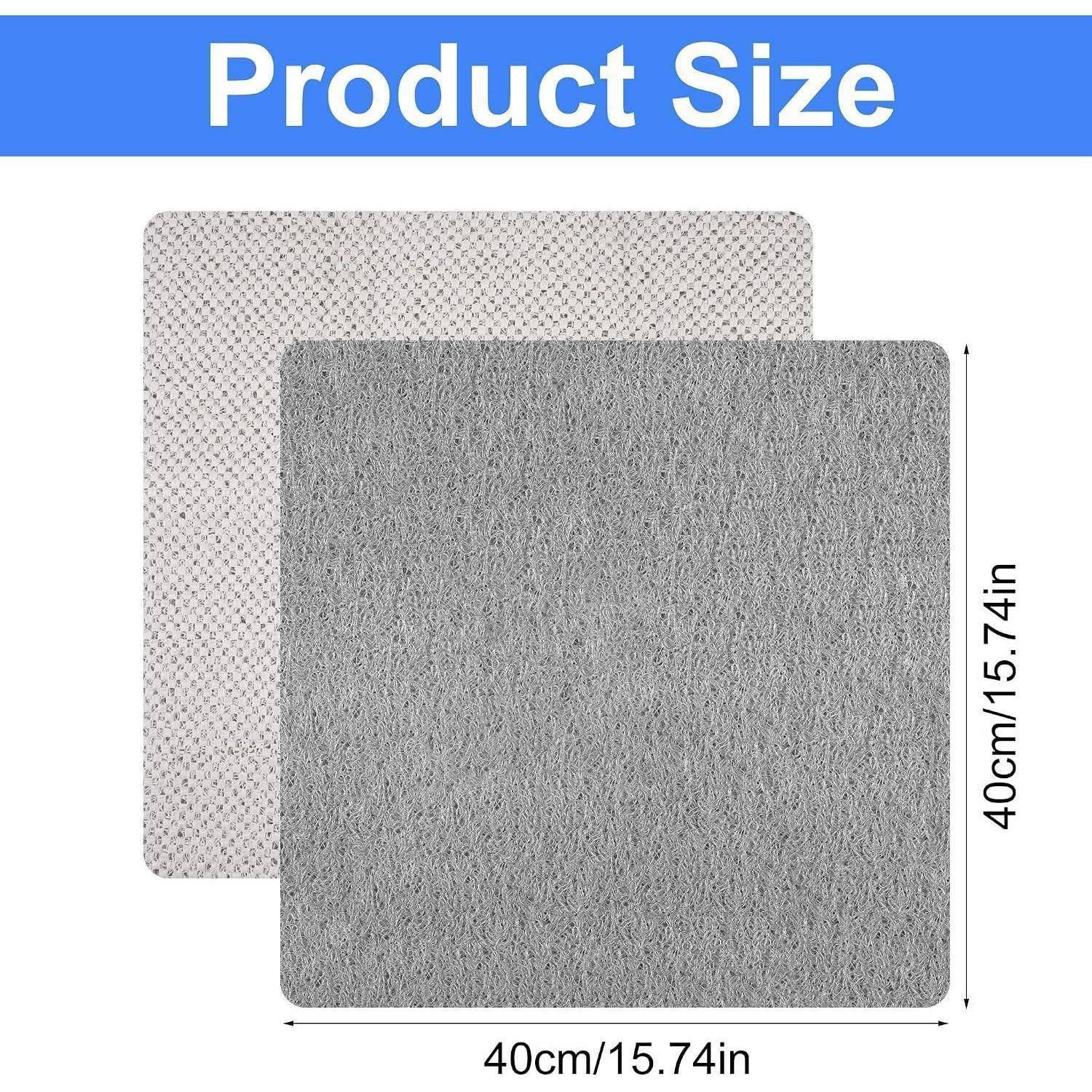 Produktgrößendiagramm, das ein quadratisches graues Pad mit den Maßen 40 cm x 40 cm oder 15,74 Zoll x 15,74 Zoll zeigt.