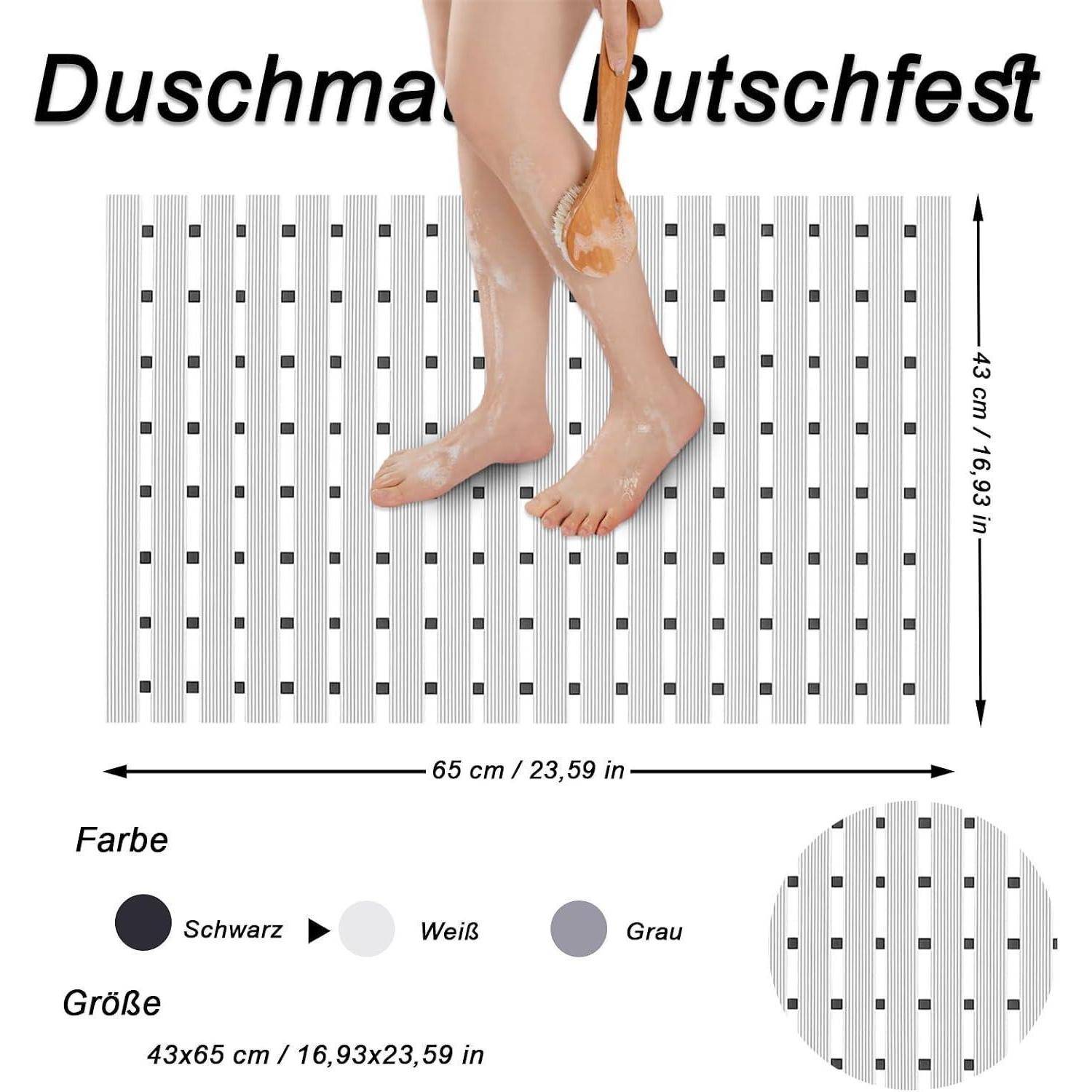Produktbild einer rutschfesten Duschmatte, mit dem Label „Duschmatte Rutschfest