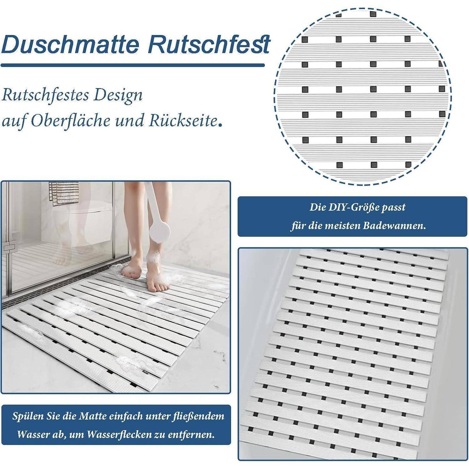 Duschmatte PVC 43x65cm rutschfest zuschneidbar Weiß