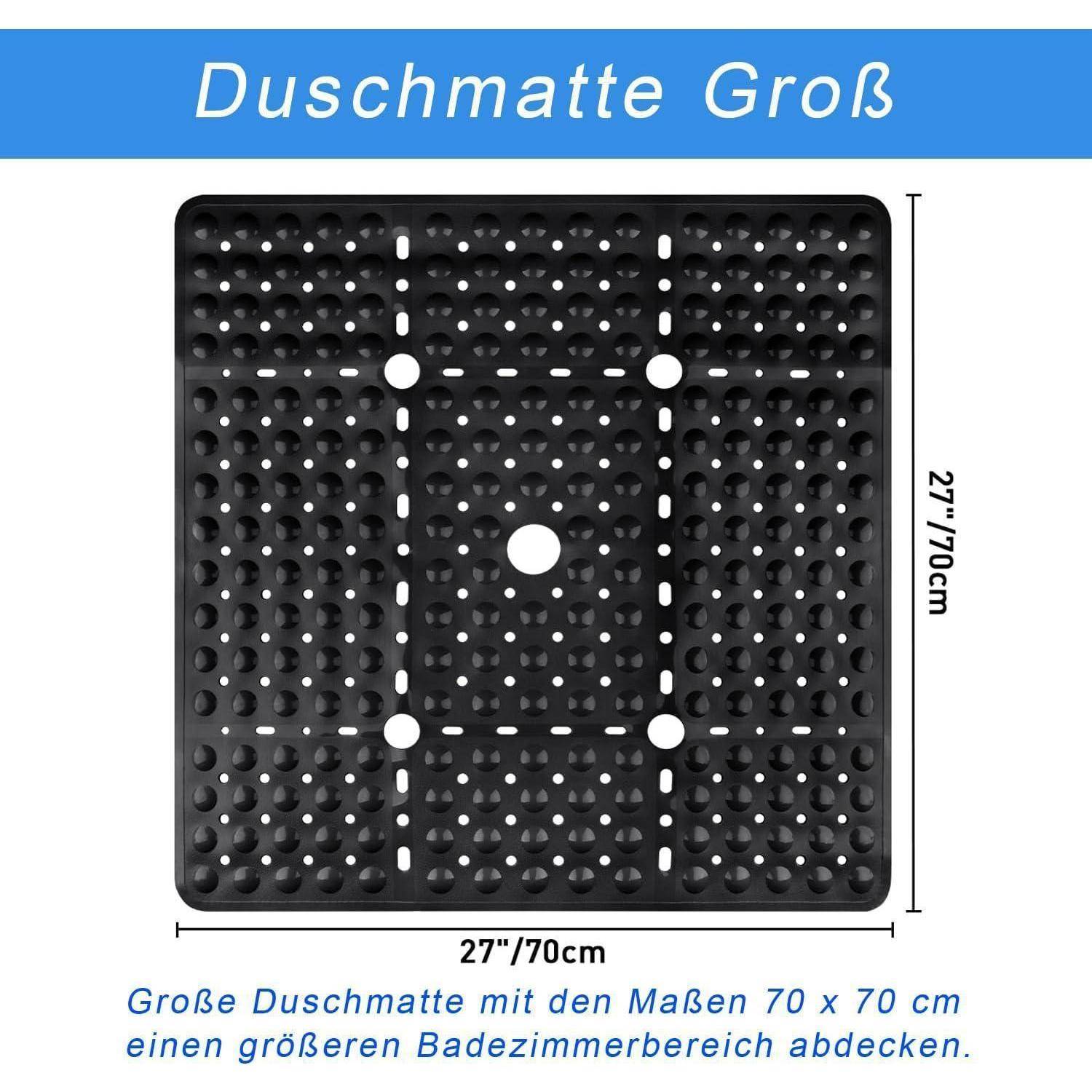 Schwarze rutschfeste Duschmattte mit der Bezeichnung 