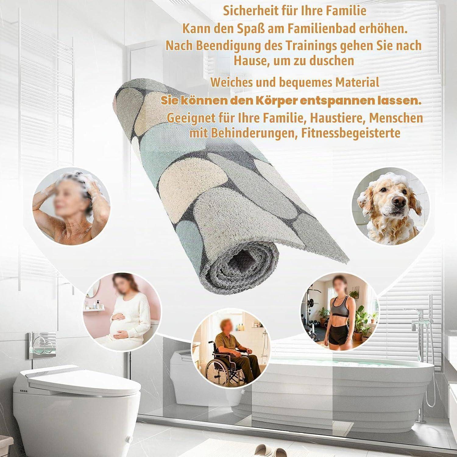 Duschmatte rutschfest 50x50 cm PVC mit Ablaufloch, zuschneidbar