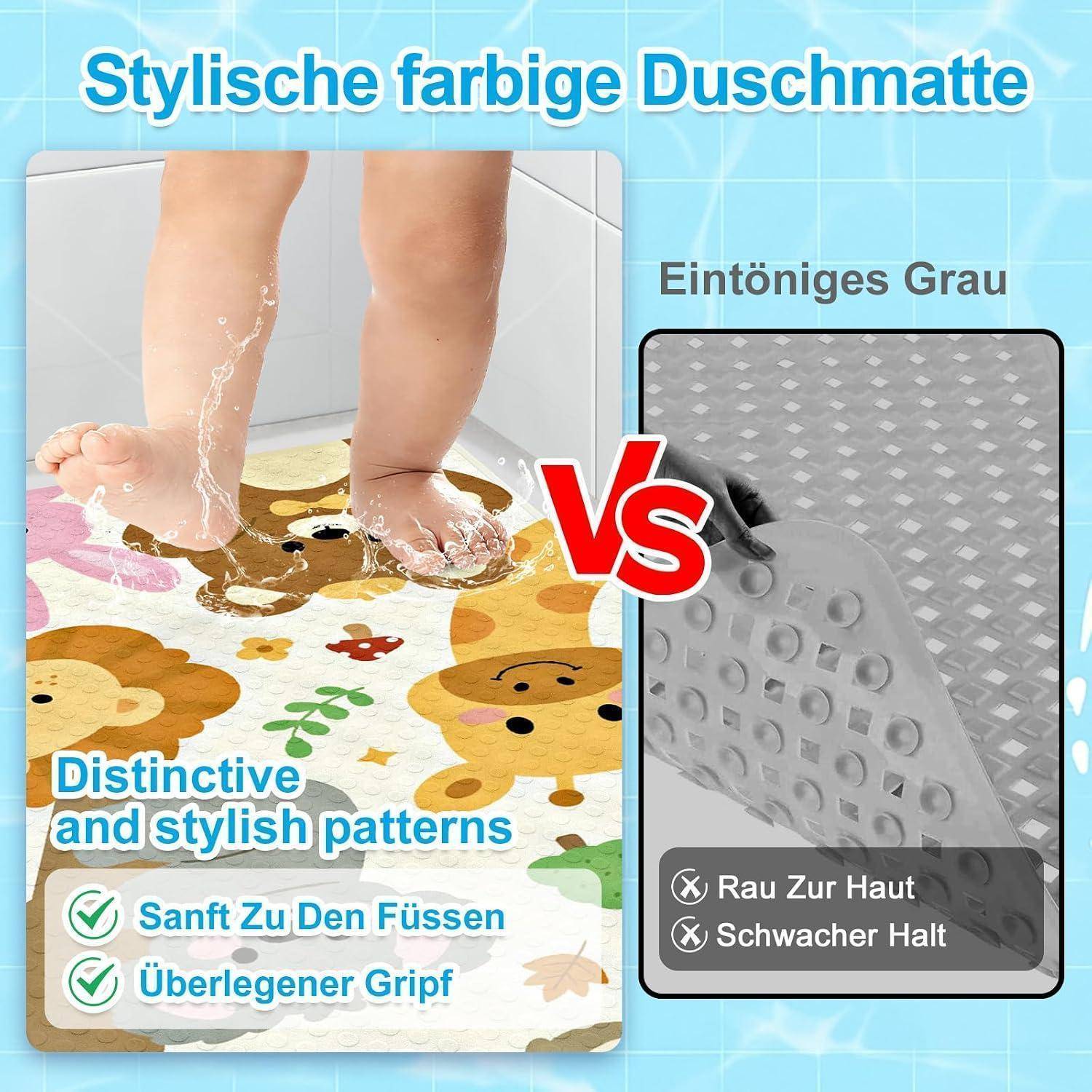 Duschmatte rutschfest 50x80cm BPA-frei maschinenwaschbar Zoo