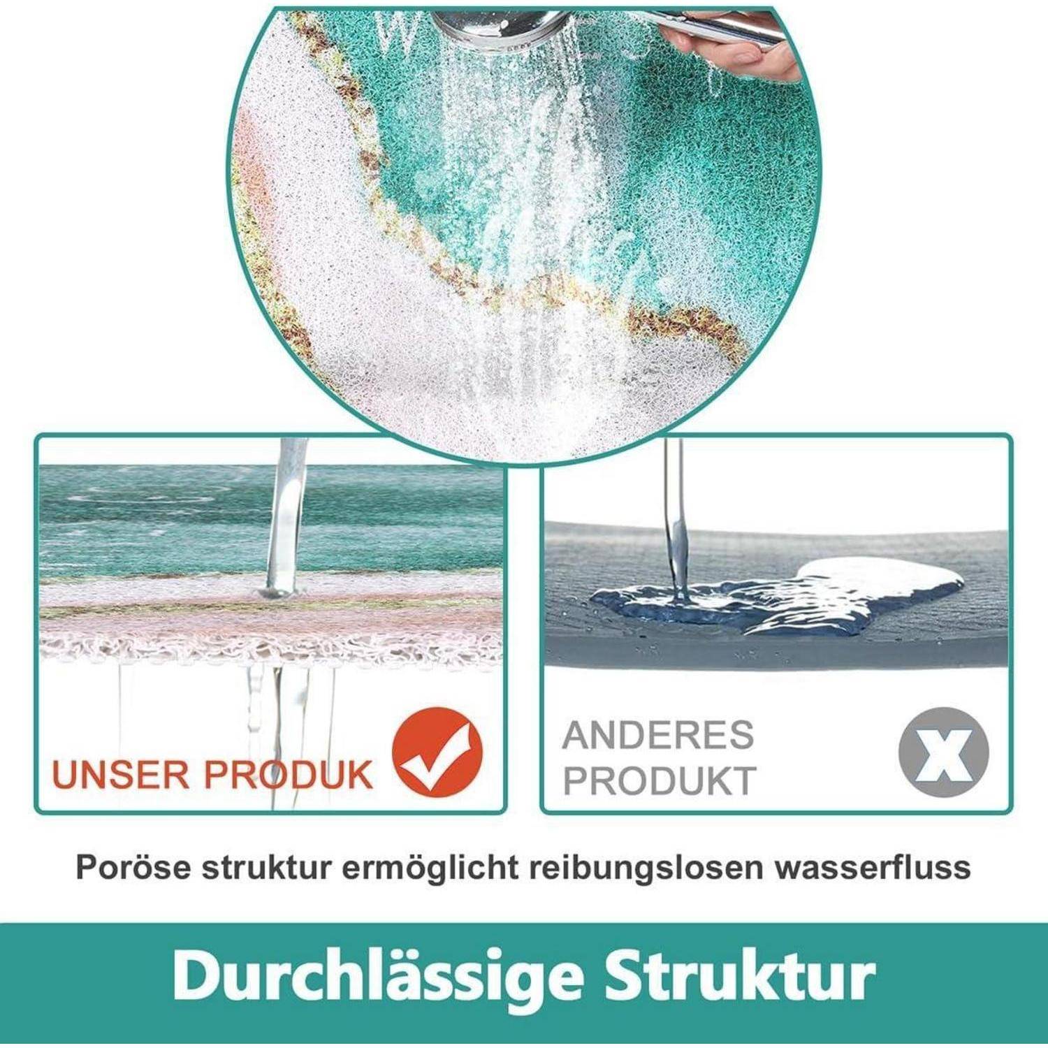 Duschmatte rutschfest 60x60cm PVC Luffa Mikrofaser Ozean Marmor 01