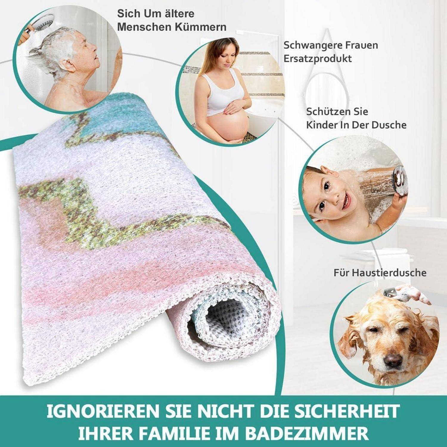 Duschmatte rutschfest 60x60cm PVC Luffa Mikrofaser Ozean Marmor 01
