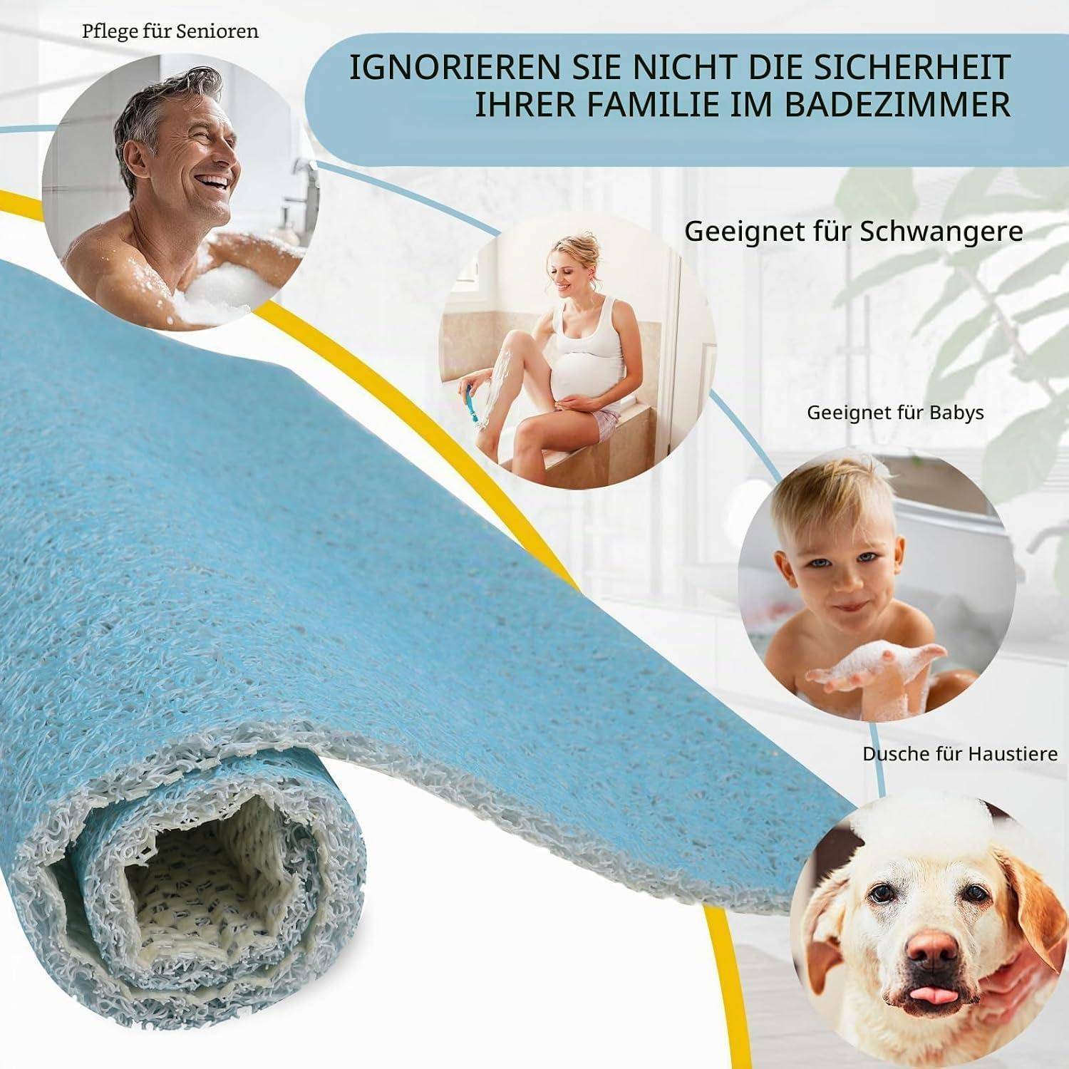 Antirutschmatte Dusche 60x60cm Blau, Antibakteriell, Schnelltrocknend