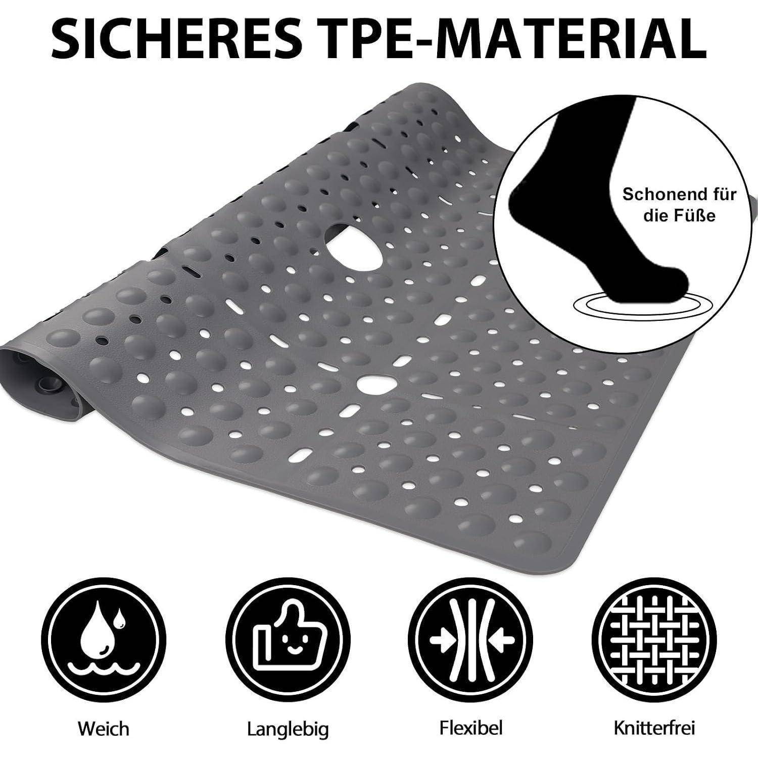 Durchlochte graue Schuheinlage mit der Bezeichnung „SICHERES TPE-MATERIAL