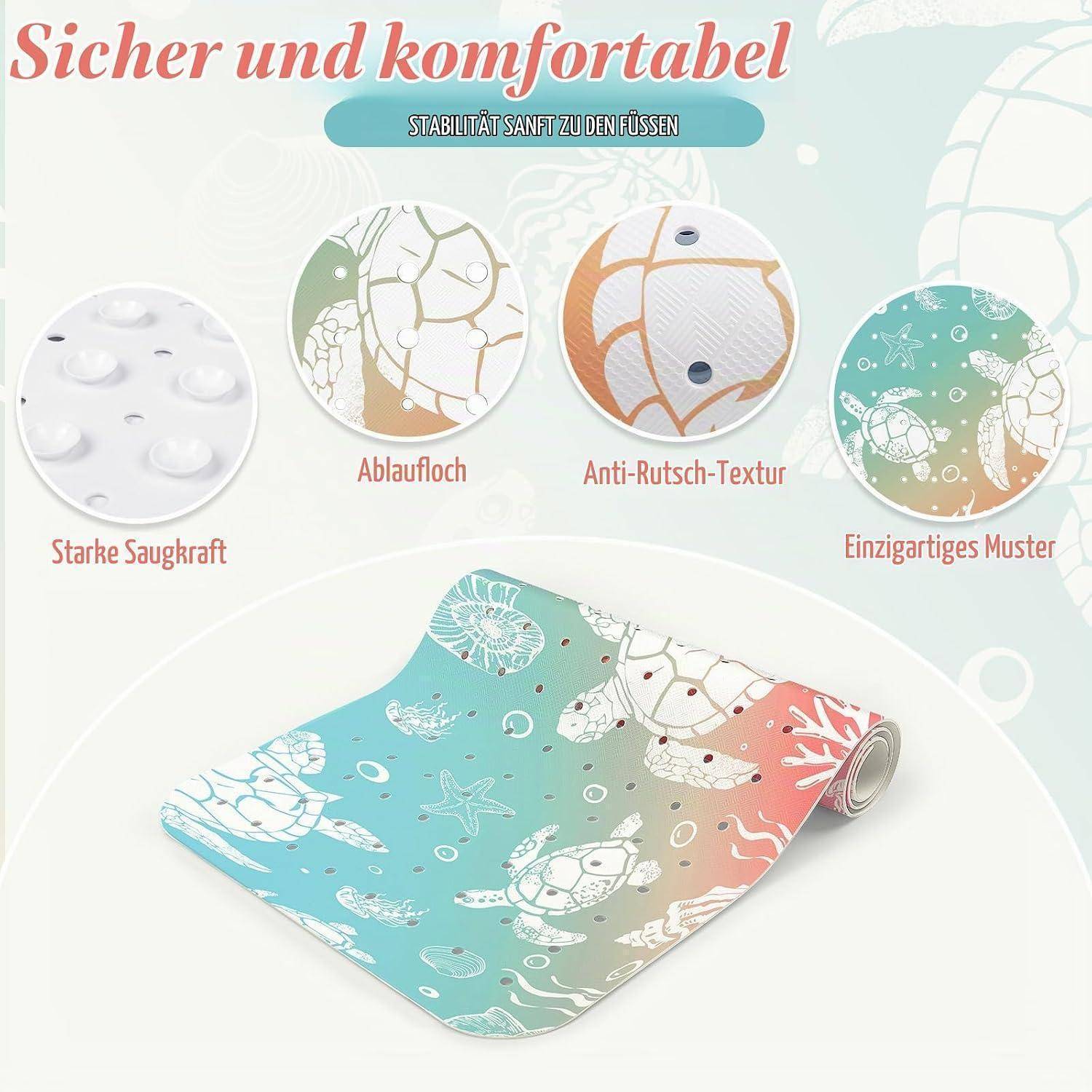 Badewannenmatte 100x40cm Schildkröte rutschfest PVC BPA-frei