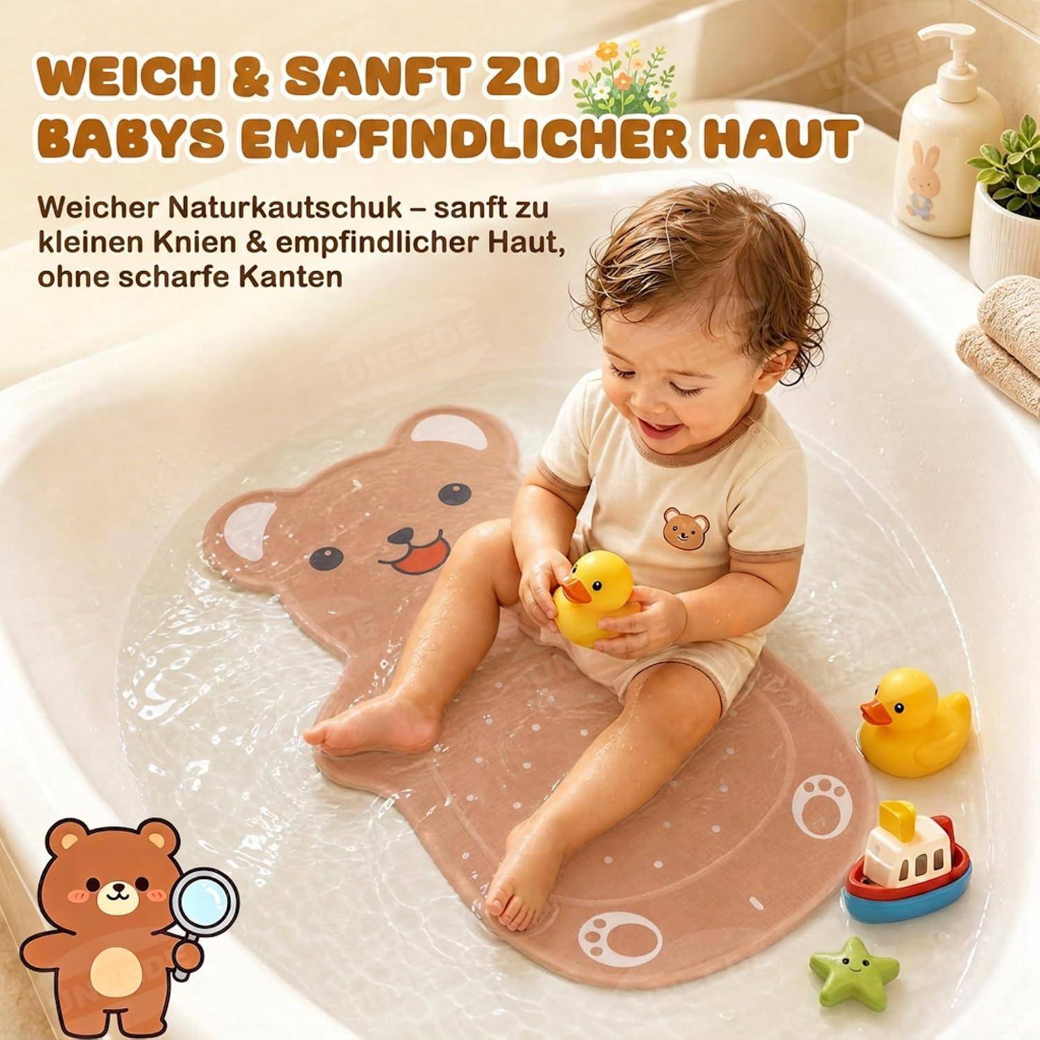 Badewannenmatte Naturkautschuk Bär 126 Saugnäpfe Abflusslöcher