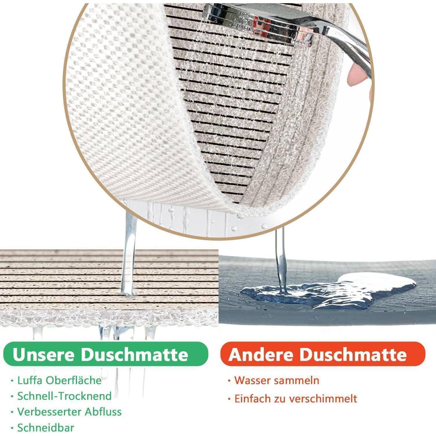 Duschmatte rutschfest 60x60 cm PVC Luffa Massage schnell trocknend