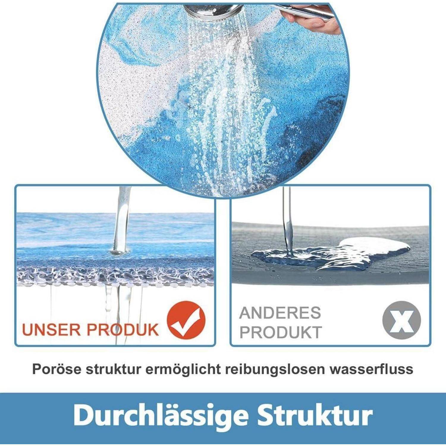 Duschmatte rutschfest 60x60cm | Badewannenmatte waschbar | Anti-Schimmel | PVC Luffa