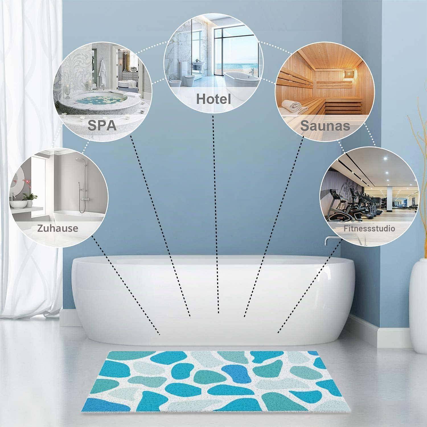 Badewanne mit wandmontierter Badmatte zeigt Verwendungen für Zuhause, Spa, Hotel, Sauna und Fitnessstudio.