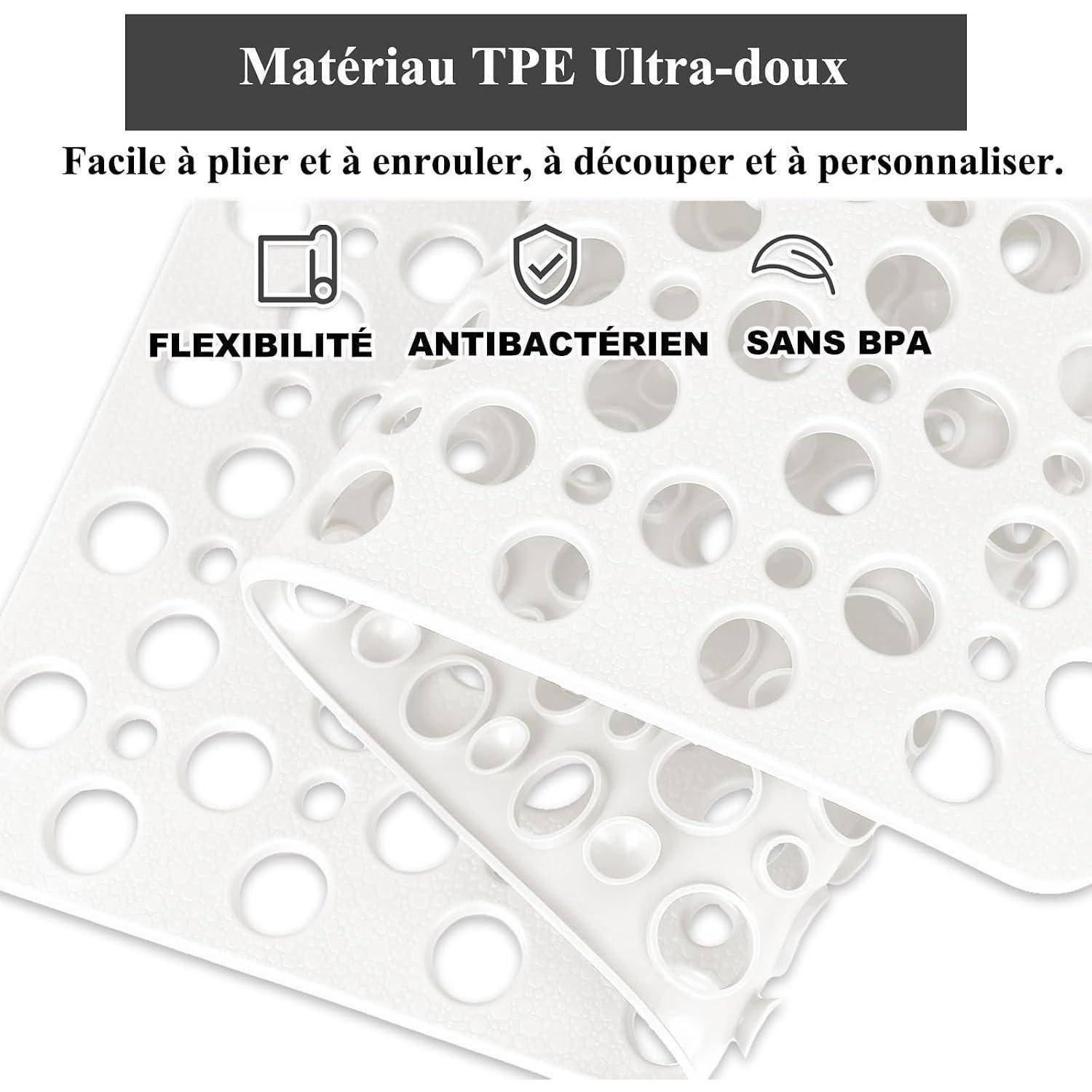 Promotion für ultraweiche TPE-Material, faltbar, rollbar, schneidbar und anpassbar; hebt Flexibilität, antibakterielle Eigenschaften und BPA-frei hervor.