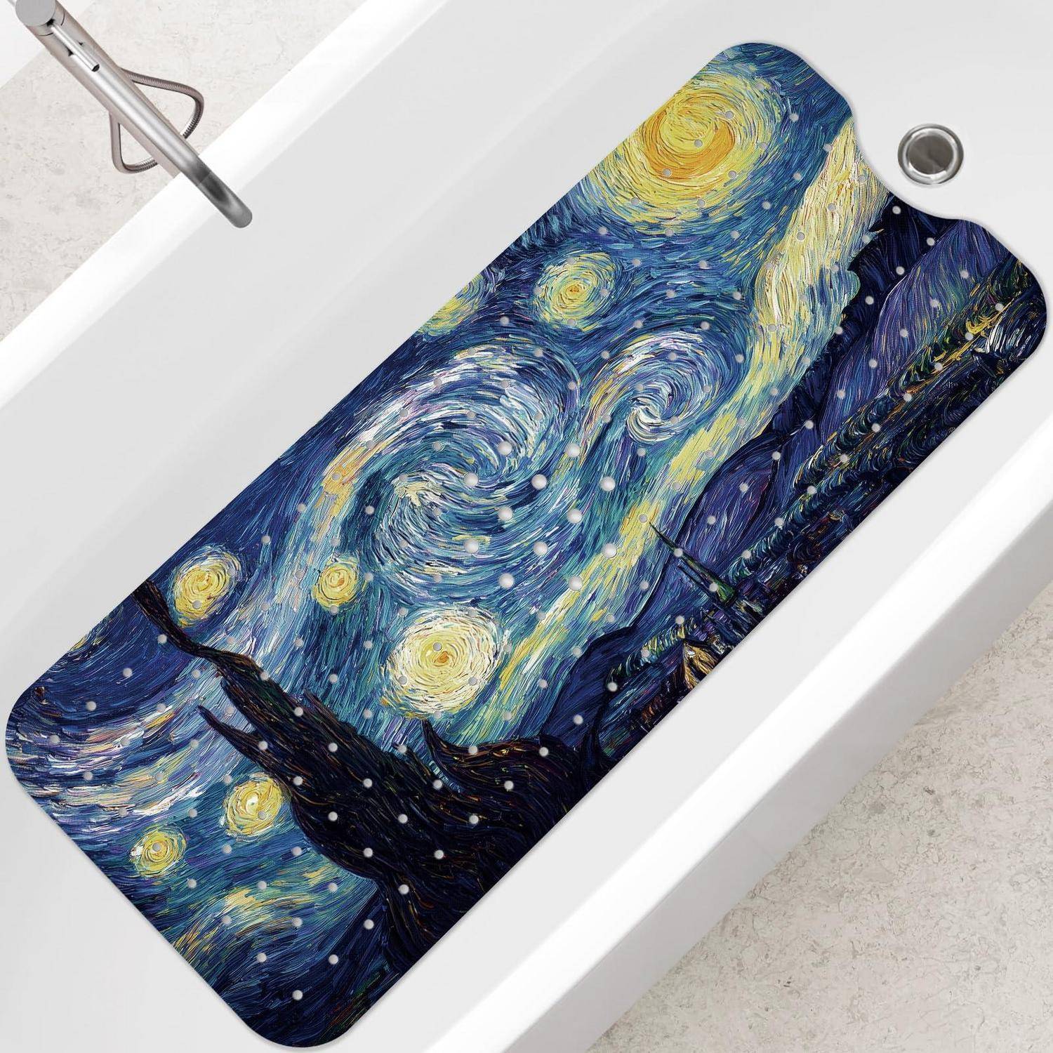 Rechteckige Badematte mit Van-Gogh-Stil-Druck „Sternennacht