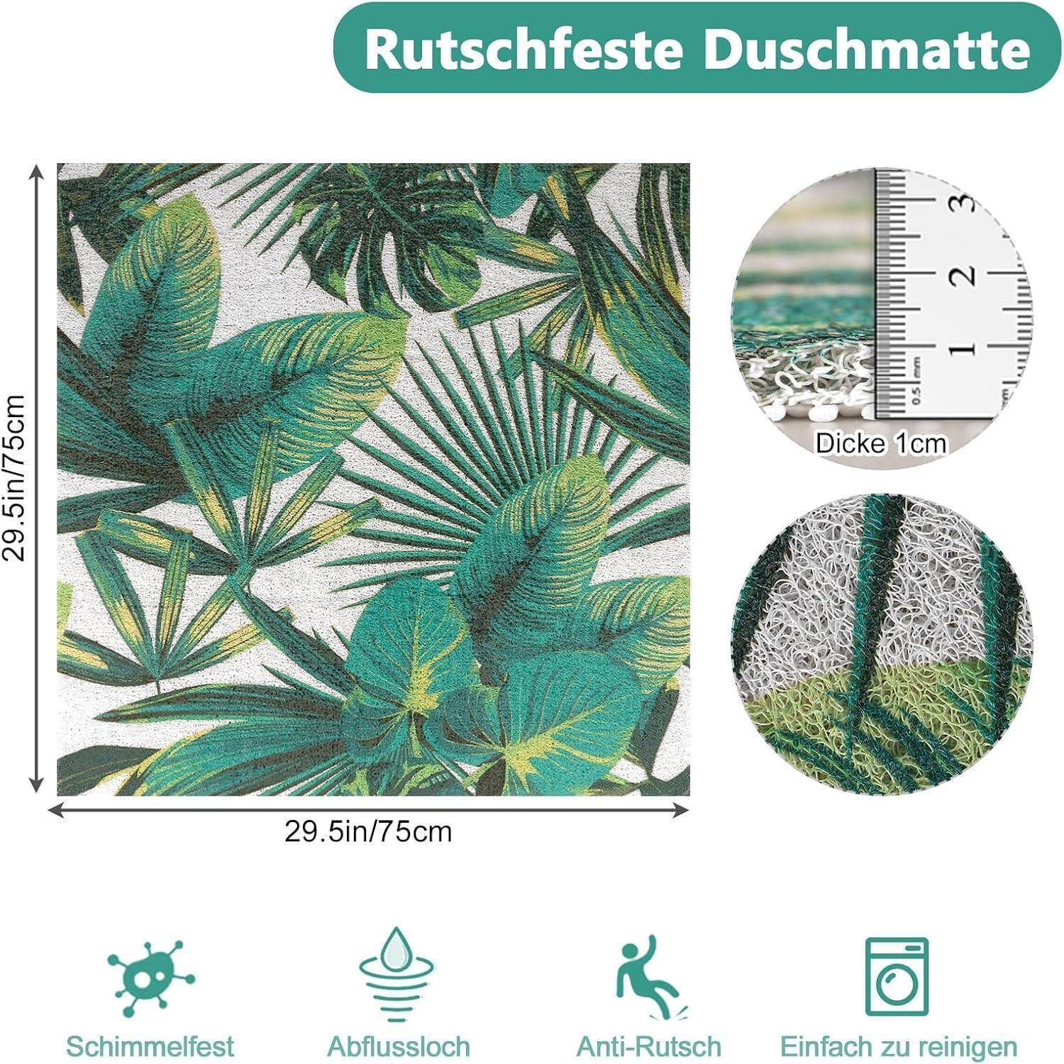 Duschmatte PVC Luffa 75x75 cm rutschfest grün