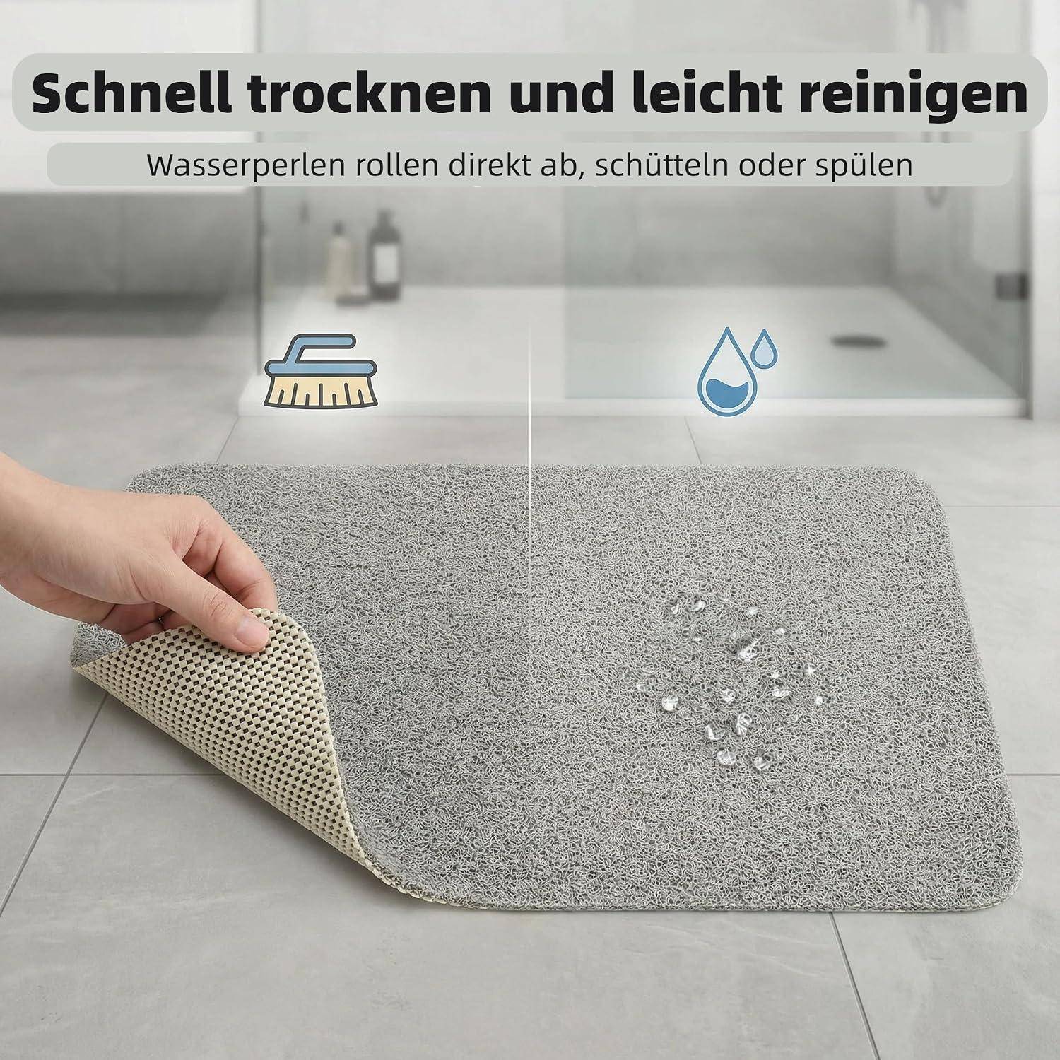 Badematte PVC rutschfest schnell trocknend grau 60x60cm