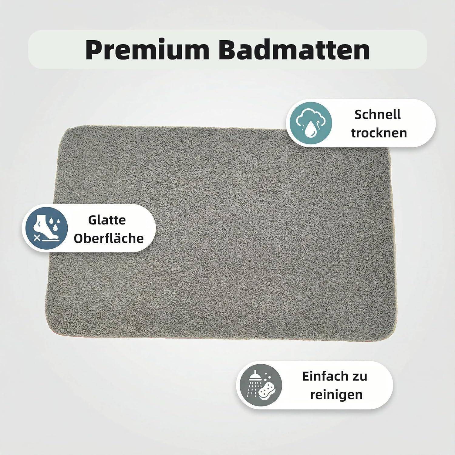 Premium-Badematte mit Bezeichnungen „Glatte Oberfläche