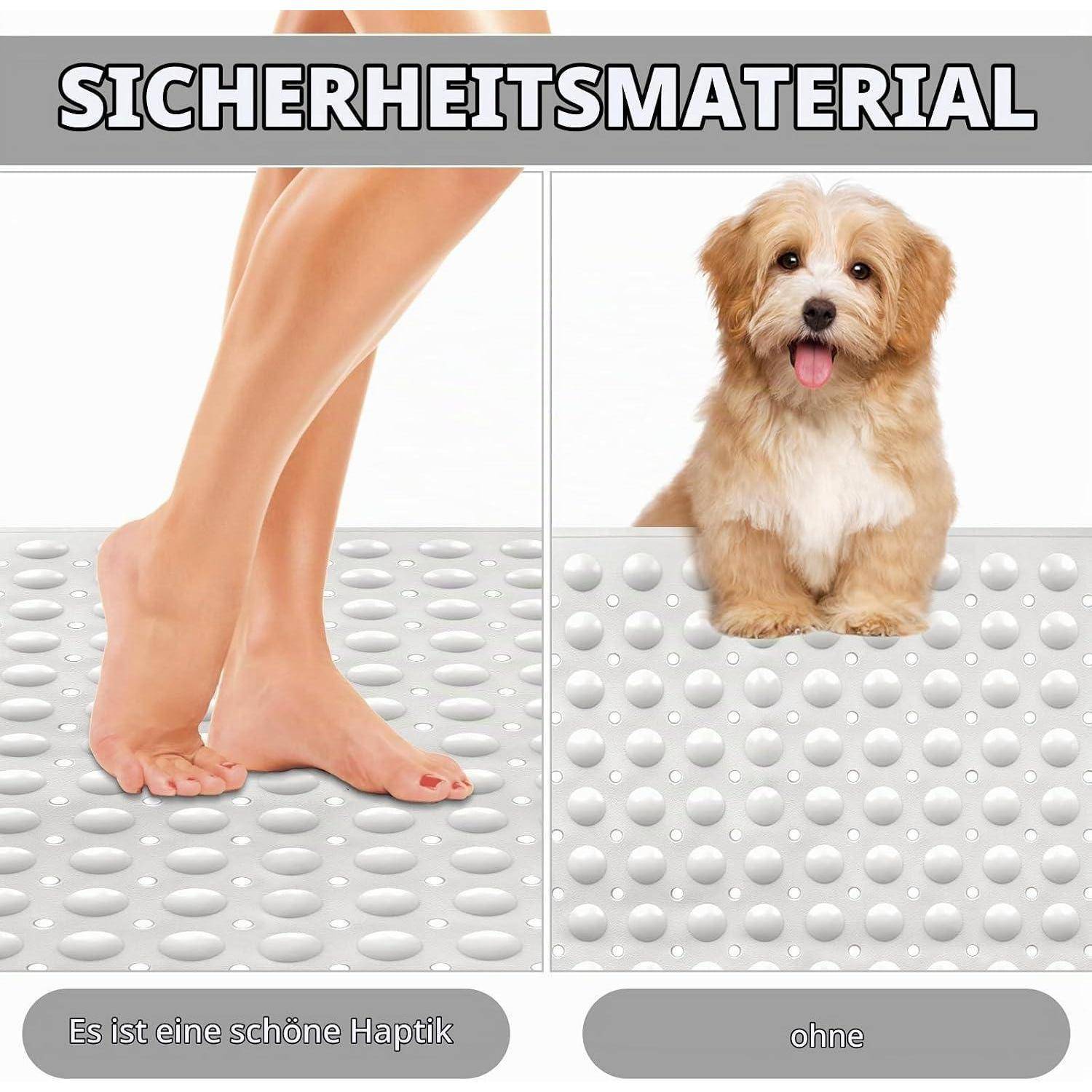 Duschmatte rutschfest 60x90cm TPE mit Saugnäpfen weiß