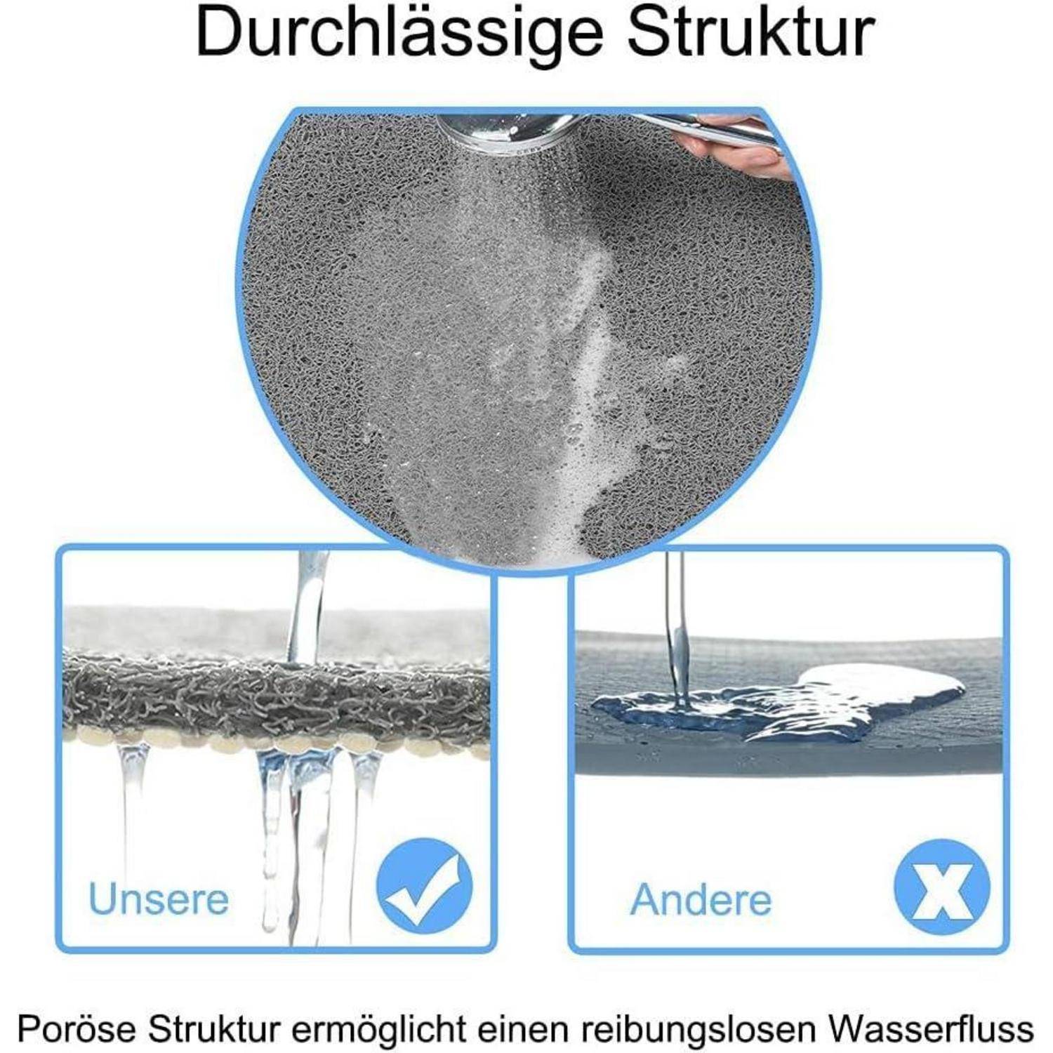 Duschmatte rutschfest 60x60cm grau schnelltrocknend Anti-Schimmel