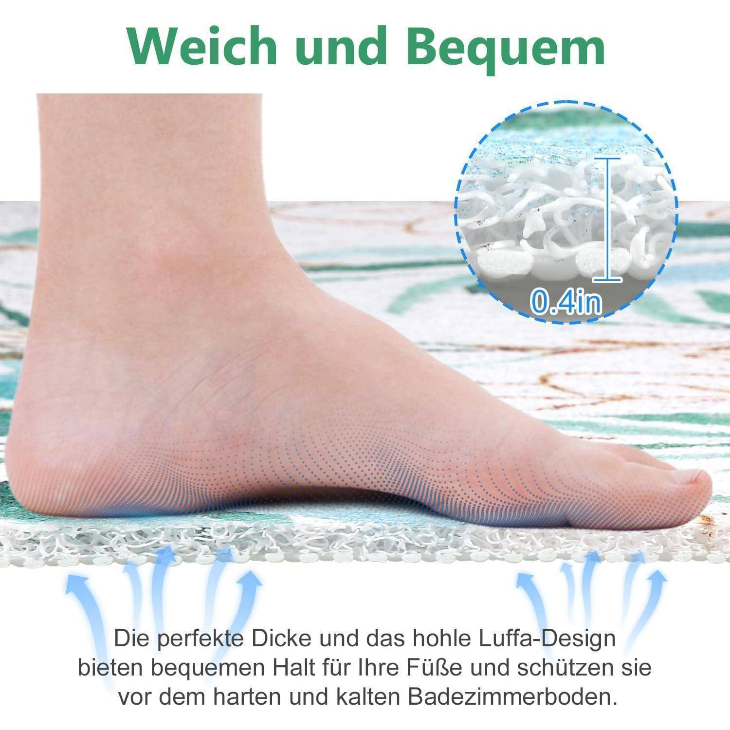 Duschmatte rutschfest 60x60 cm PVC Luffa Massage Grün C
