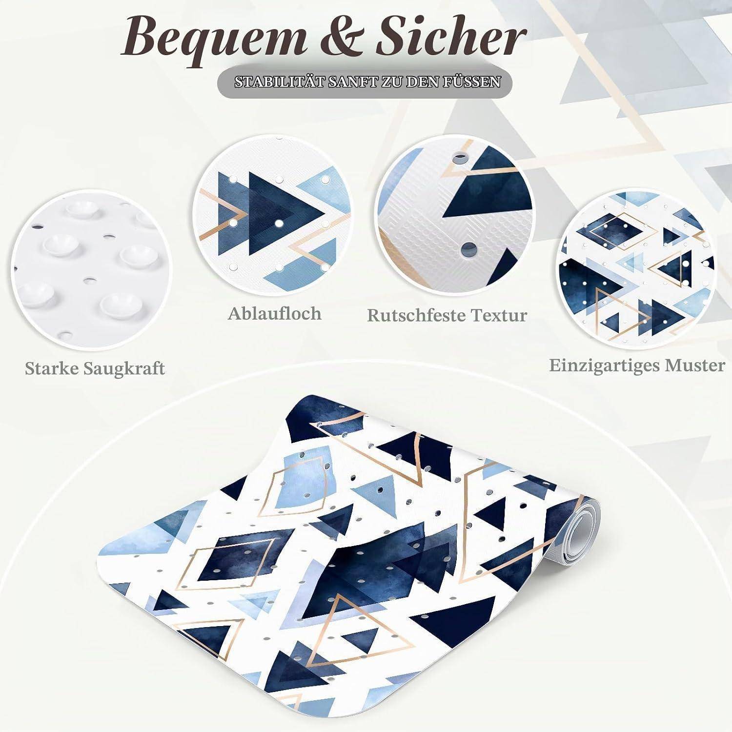 Promotionsgrafik einer gemusterten Badematte mit der Bezeichnung 