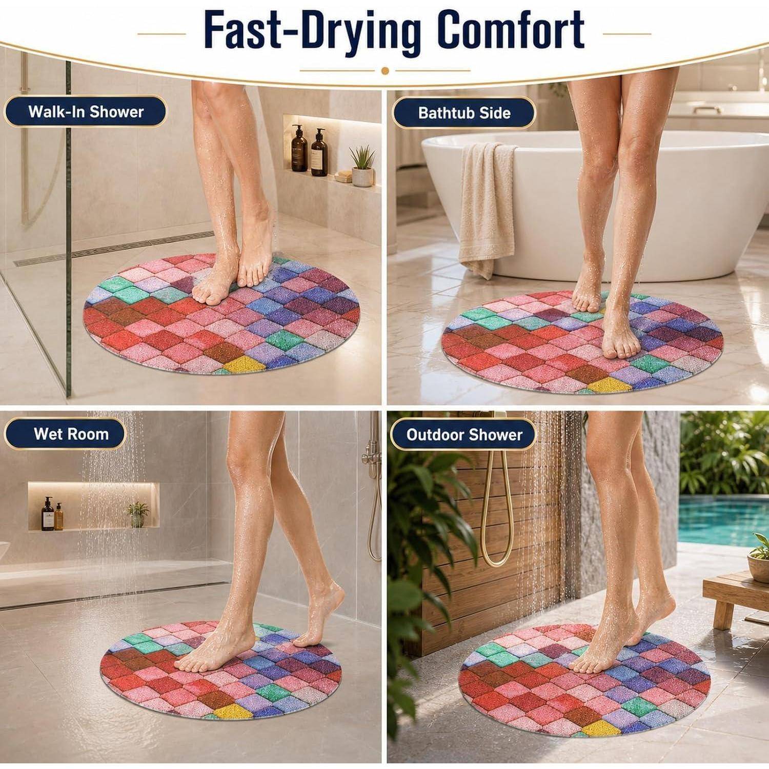 Promotional-Collage mit dem Titel „Fast-Drying Comfort