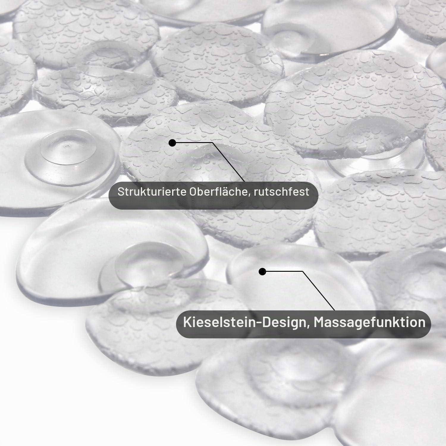 Duschmatte Antirutschmatte PVC 69x36cm Transparent mit Saugnäpfen