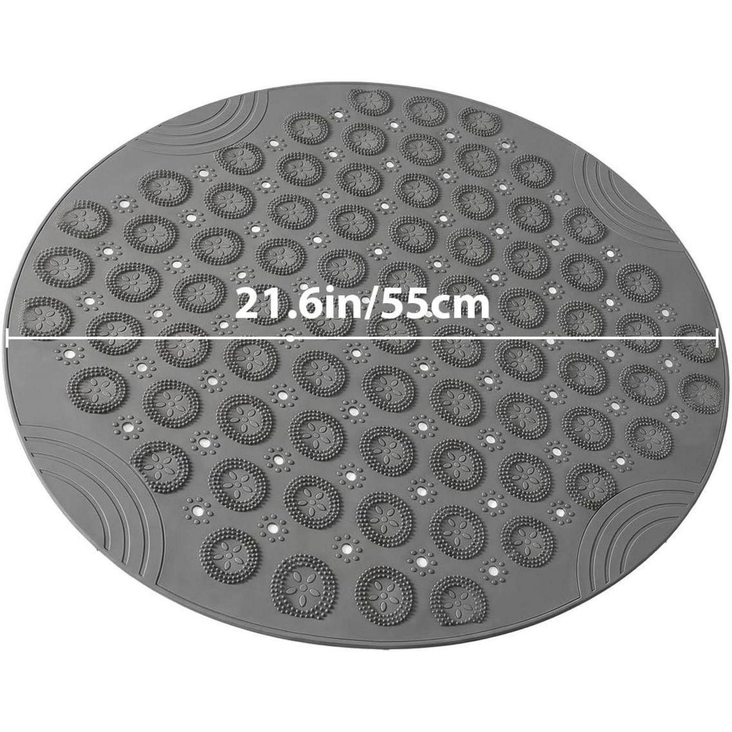 Kreisförmige graue strukturierte Matte mit der Beschriftung „21,6 Zoll/55 cm