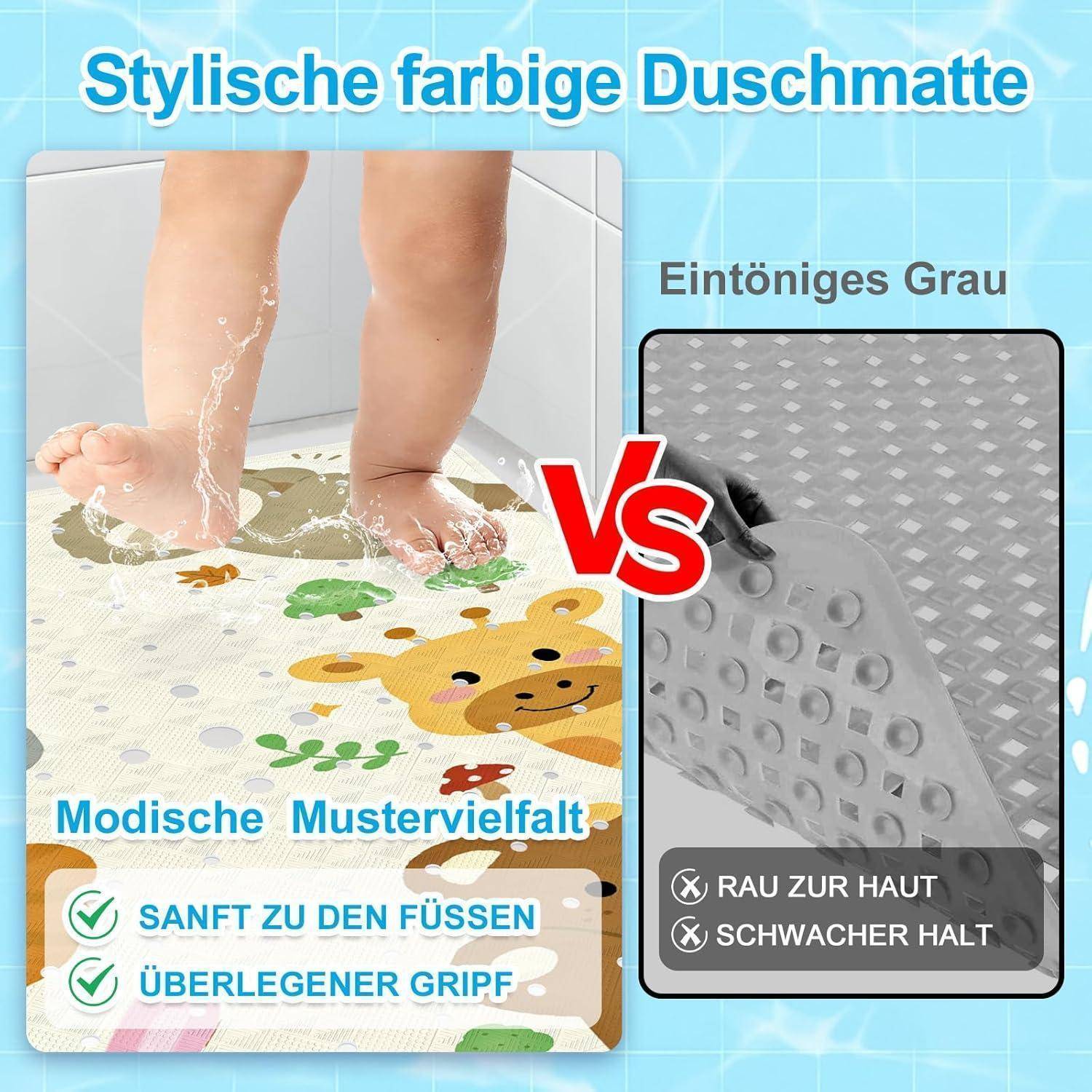 Duschmatte rutschfest 53x53cm BPA-frei schimmelresistent maschinenwaschbar Tiere