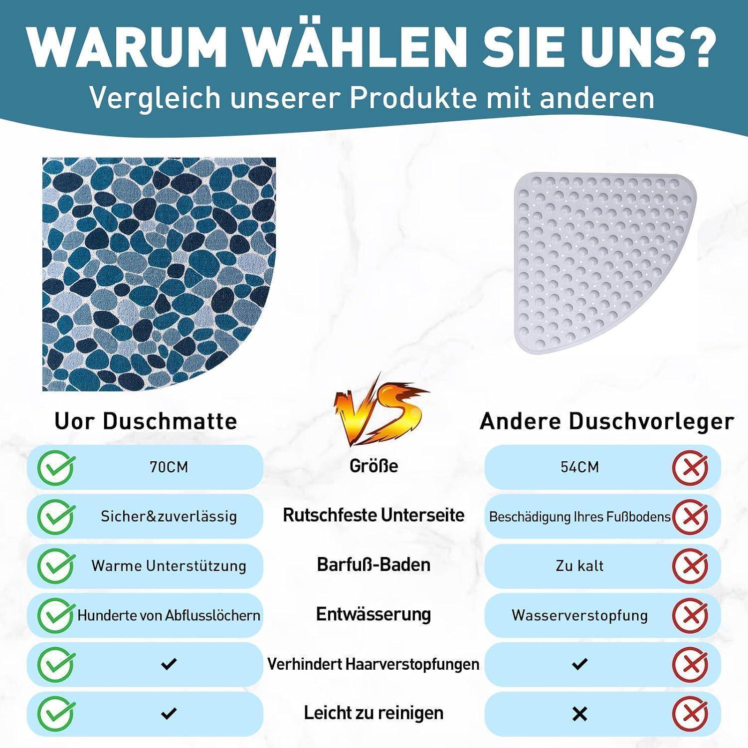 Duschmatte rutschfest 70x70 cm Eckduschmatte Dreieckig PVC Luffa Schnell Trocknend