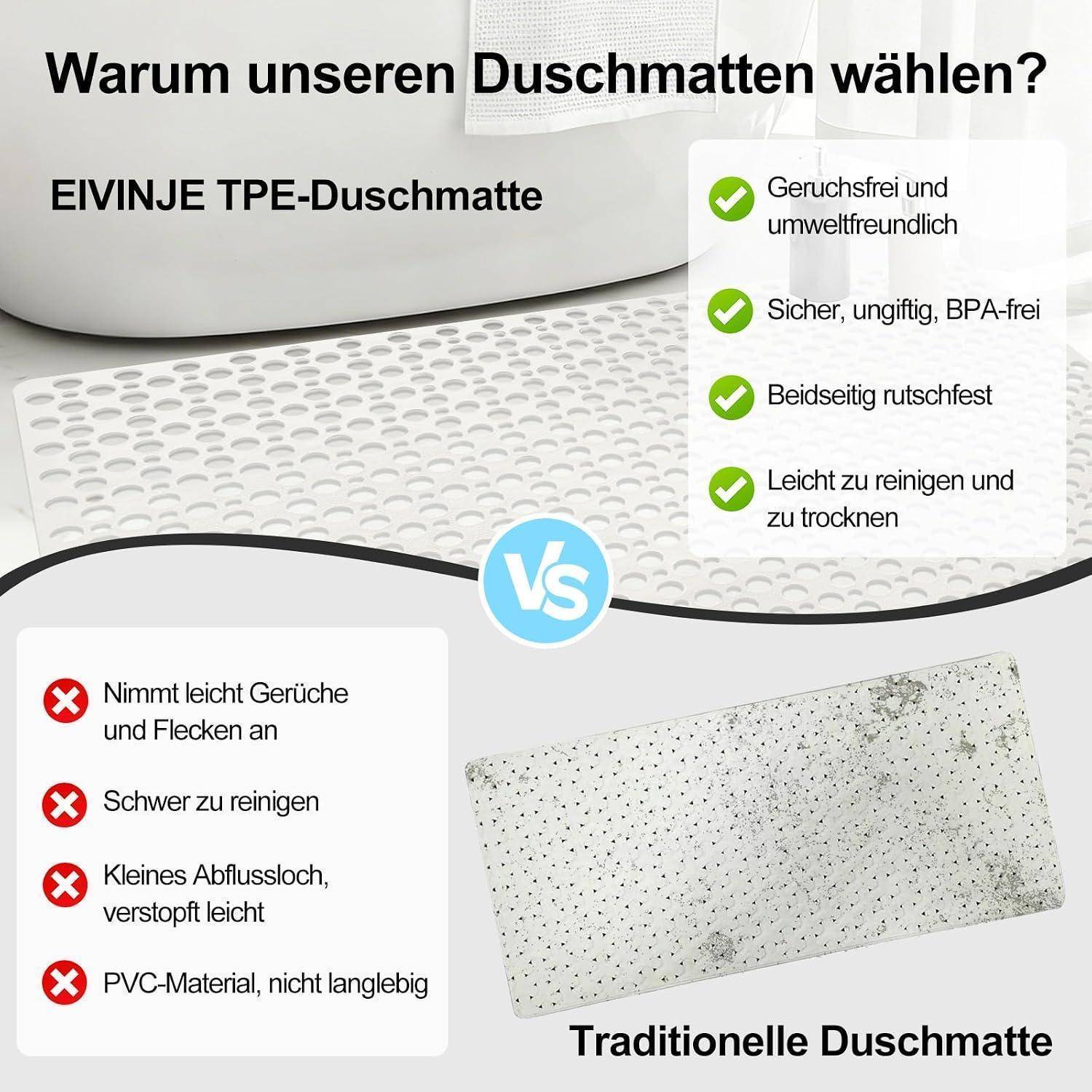 Duschmatte rutschfest 80x120 cm TPE Weiß