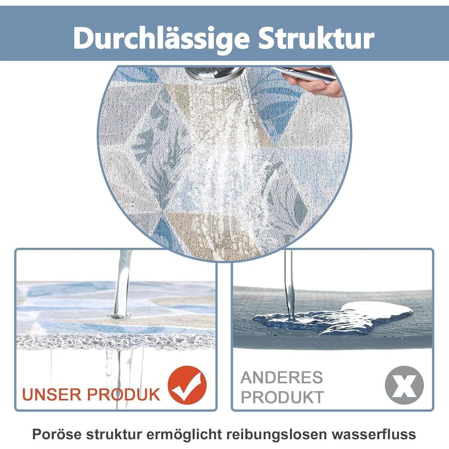 Duschmatte rutschfest 60x60cm PVC Luffa-Struktur schnelltrocknend zuschneidbar