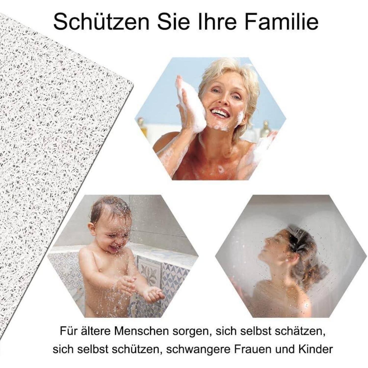 Duschmatte rutschfest 53x53cm Sektor weiß schnelltrocknend Anti-Schimmel